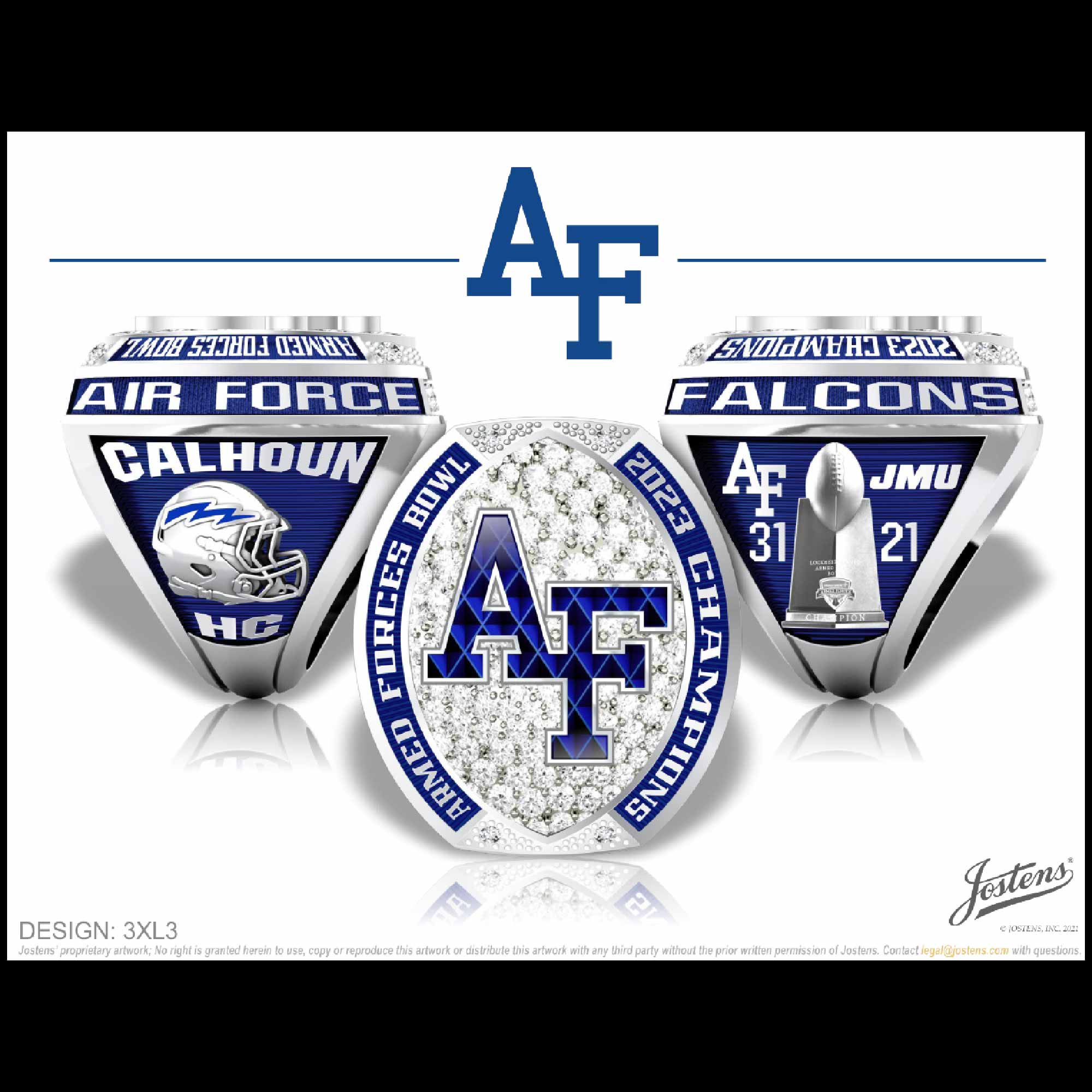Air Force Academy Men's Football 2023 Armed Forces Bowl Championship Ring