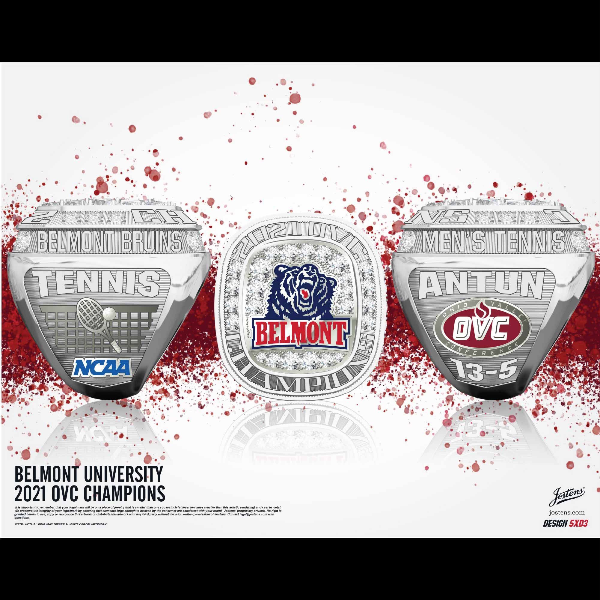Belmont University Men's Tennis 2021 OVC Championship Ring