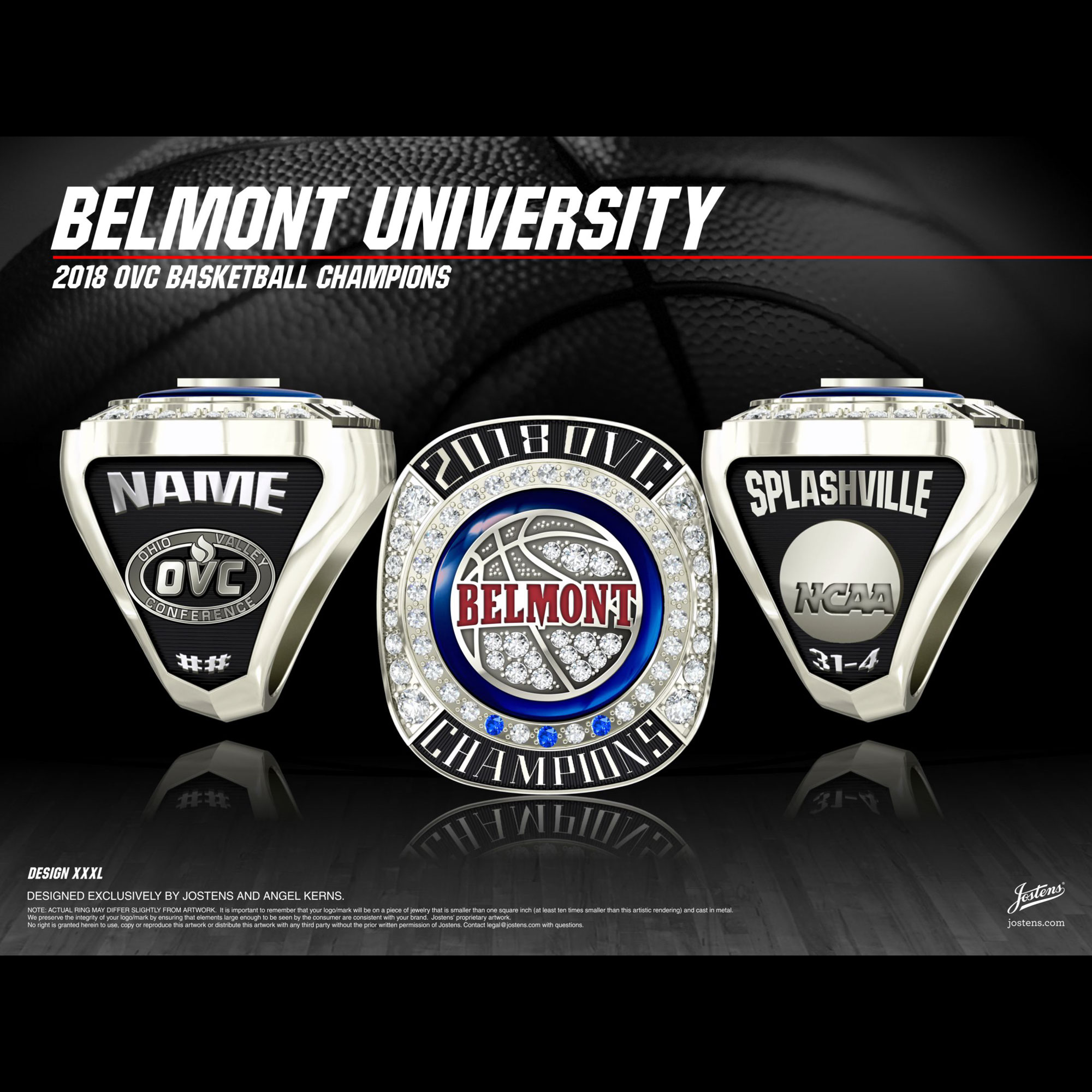 Belmont University Women's Basketball 2018 OVC Championship Ring