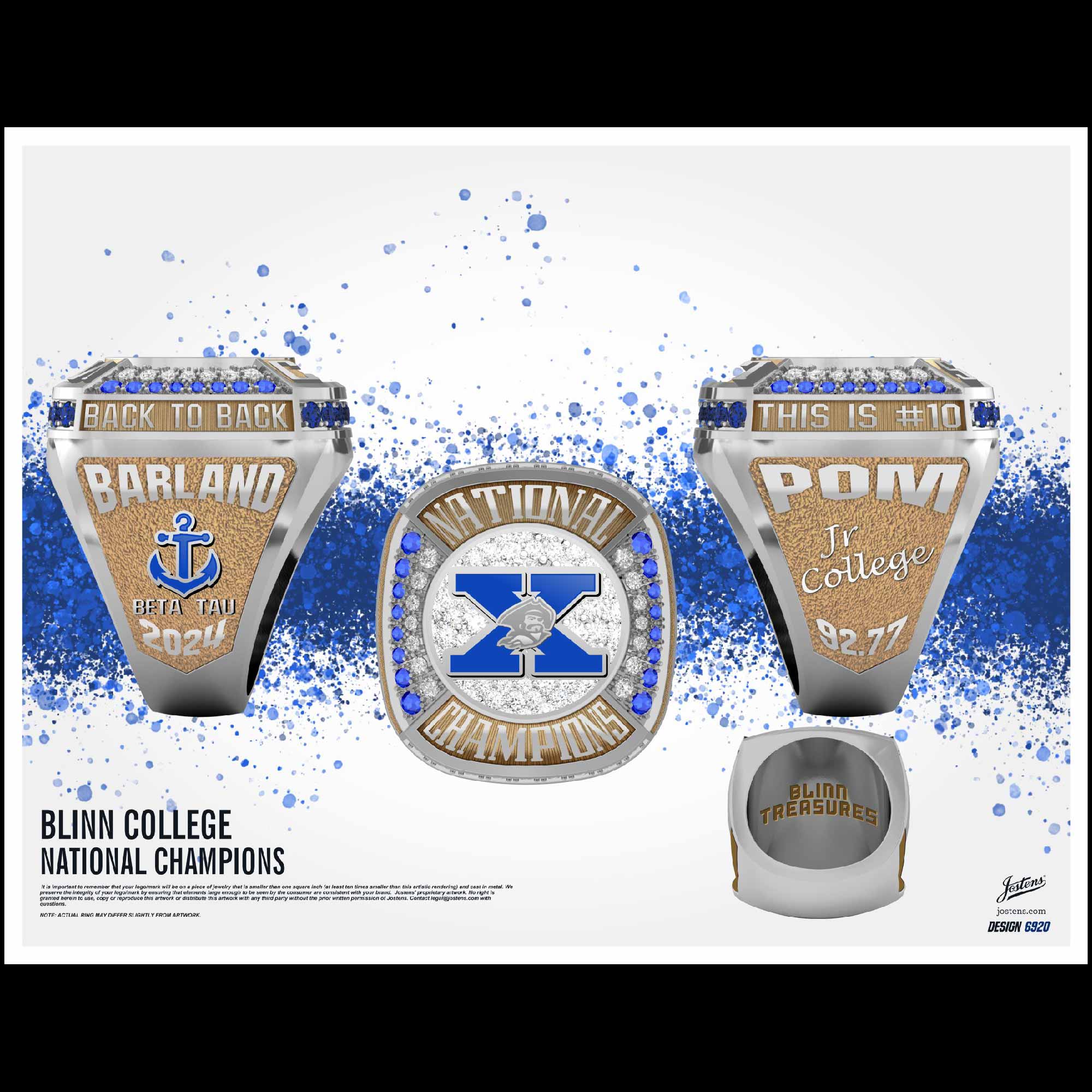 Blinn College Women's Dance 2024 National Championship Ring