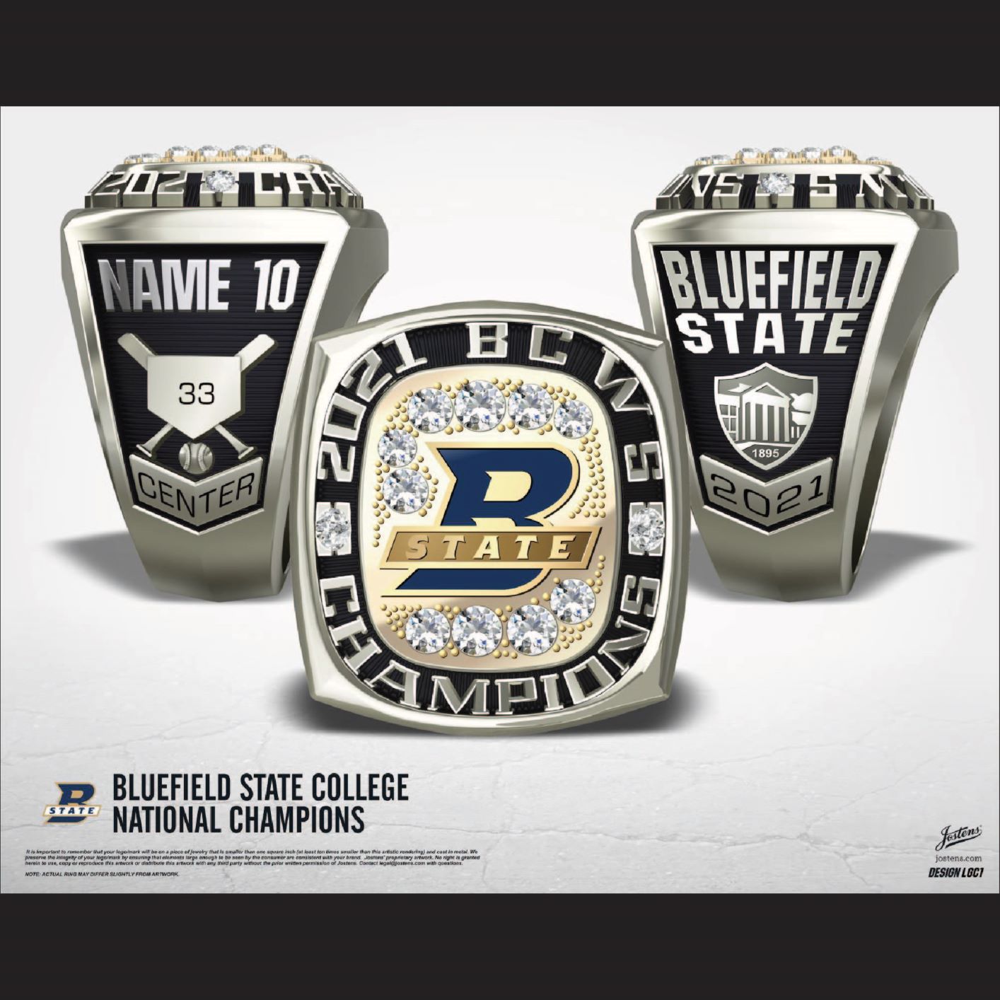 Bluefield State College Men's Baseball 2021 National Championship Ring