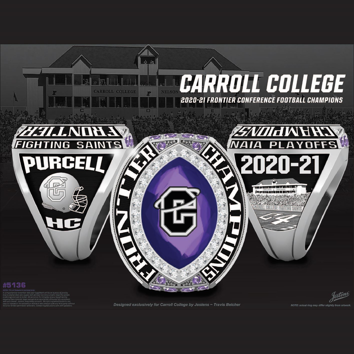 Carroll College Men's Football 2021 Frontier Championship Ring