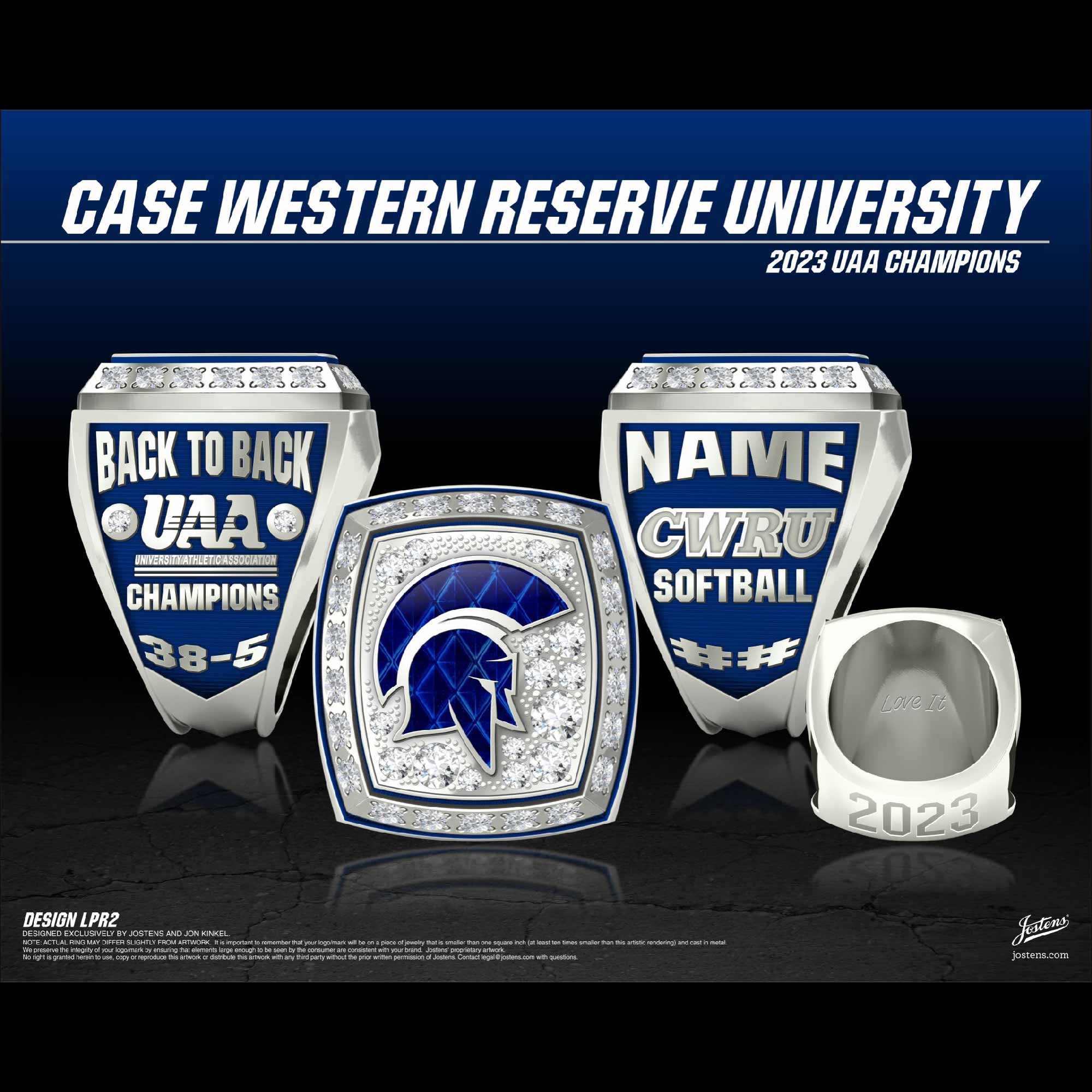 Case Western Reserve University Women's Softball 2023 UAA Championship Ring
