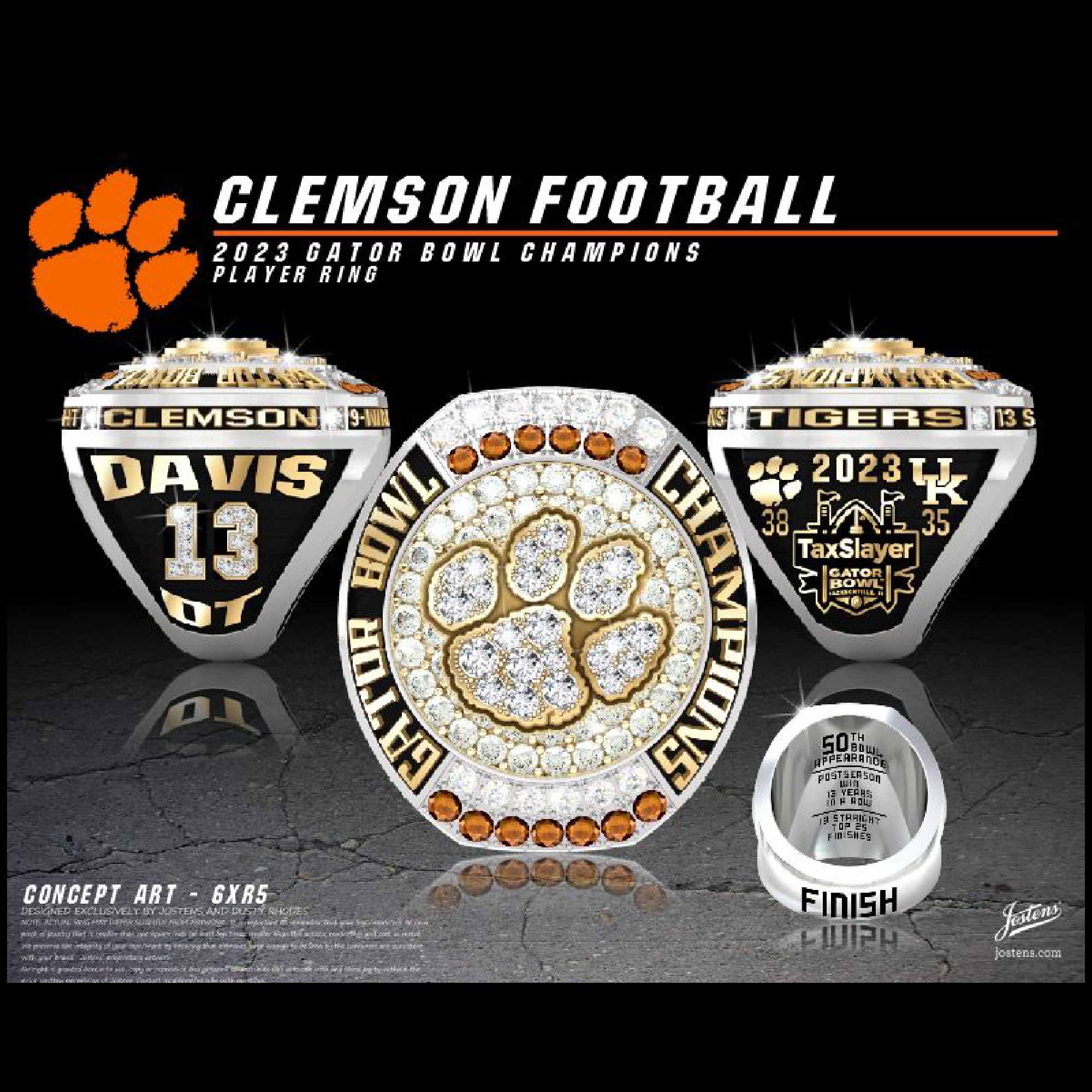 Clemson University Men's Football 2023 Gator Bowl Championship Ring