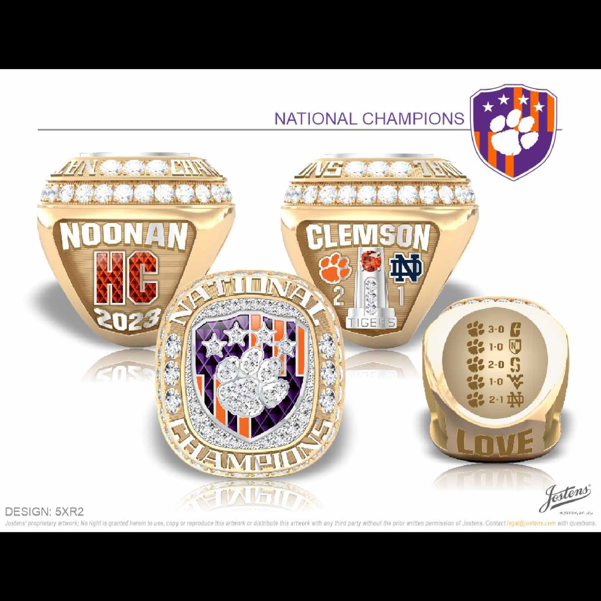 Clemson University Men's Soccer 2023 National Championship Ring