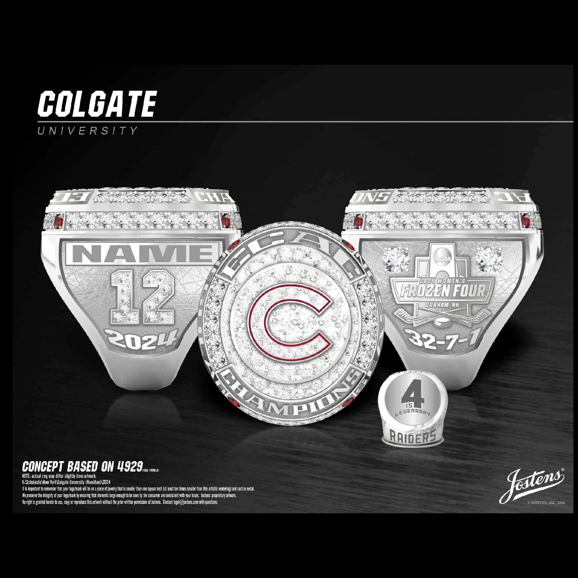 Colgate University Women's Ice Hockey 2024 ECAC Championship Ring
