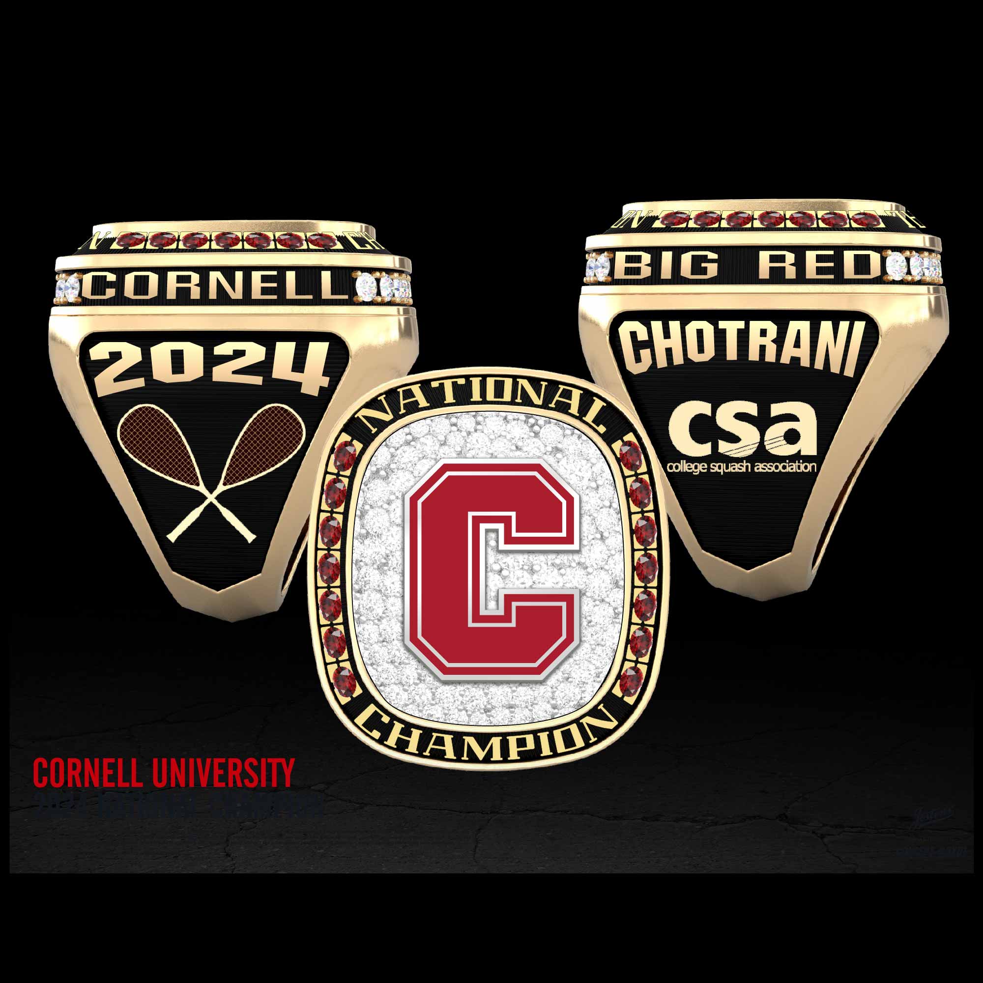 Cornell University Men's Squash 2024 National Championship Ring