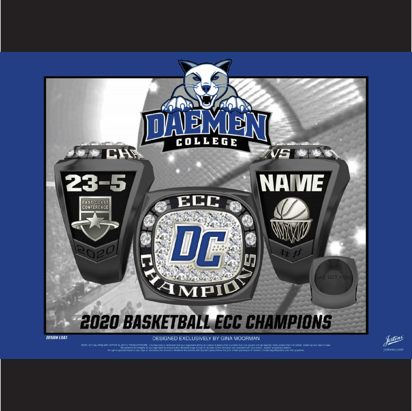 Daemen College Women's Basketball 2020 ECC Championship Ring