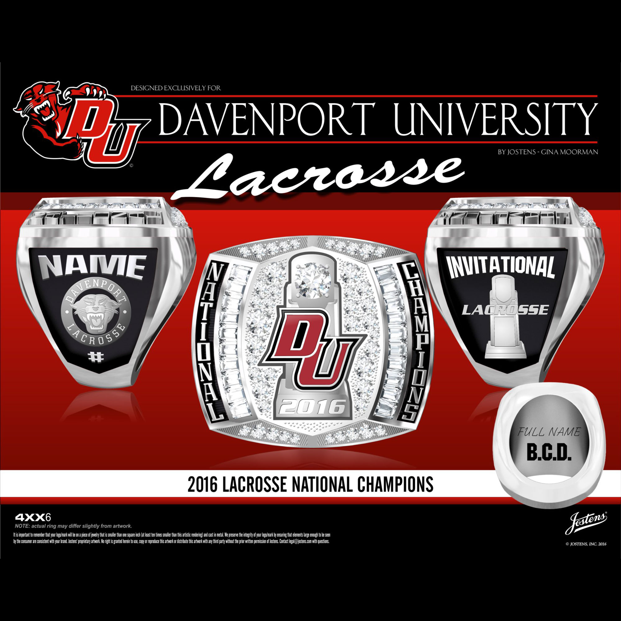 Davenport University Men's Lacrosse 2016 National Championship Ring