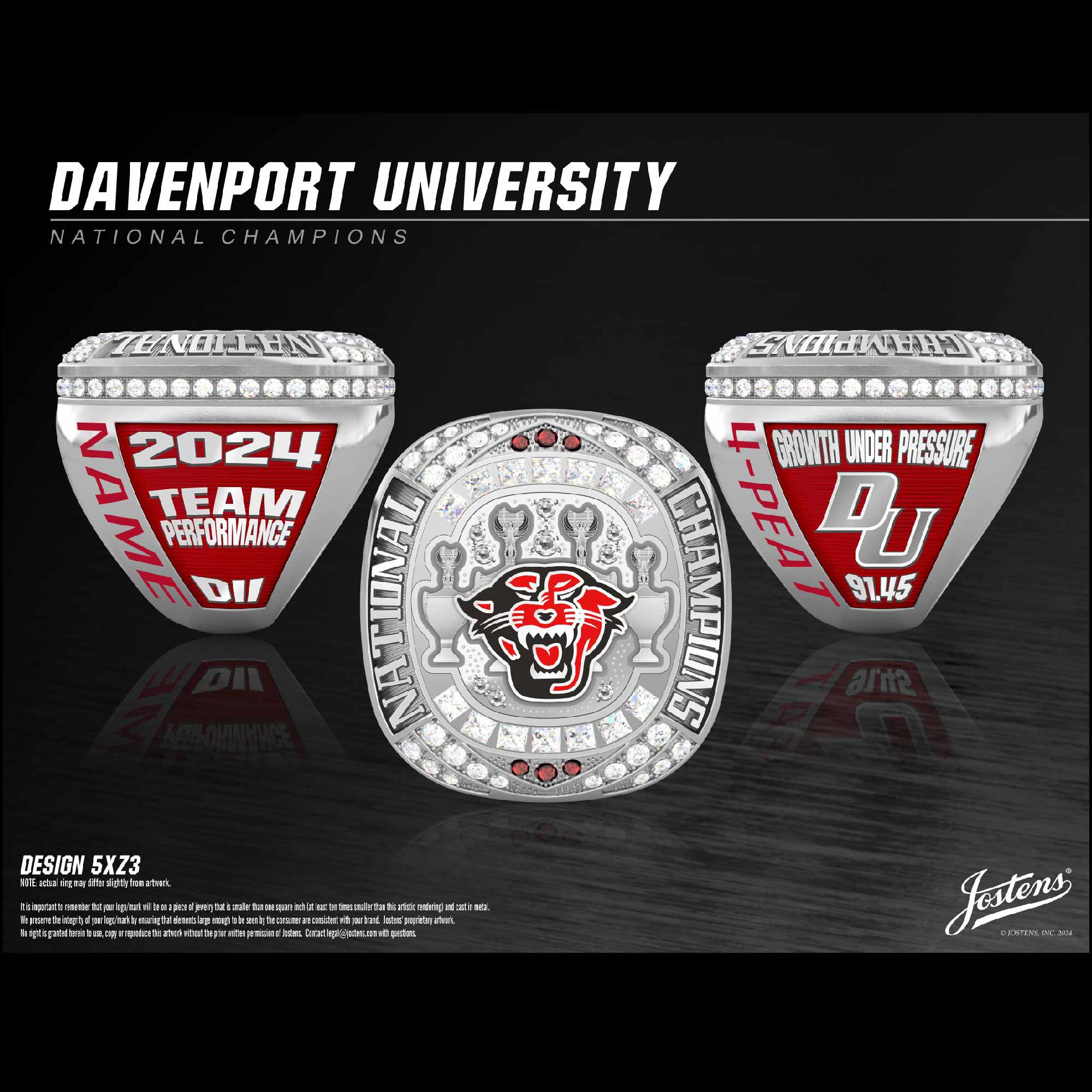 Davenport University Women's Dance 2024 National Championship Ring