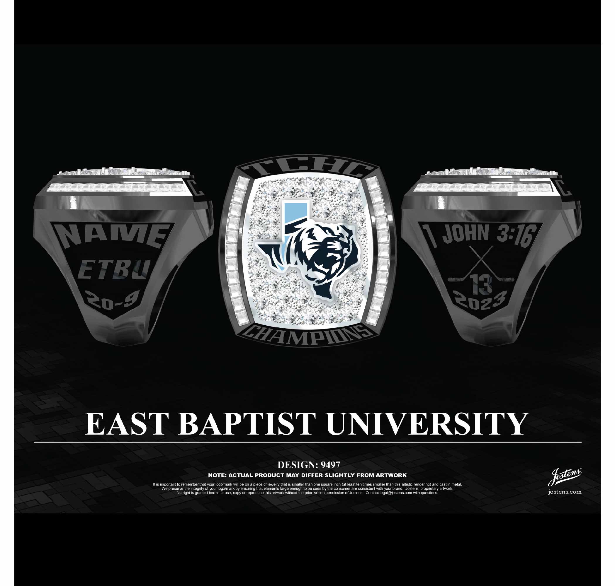 East Baptist University Men's Hockey 2023 TCHC Championship Ring
