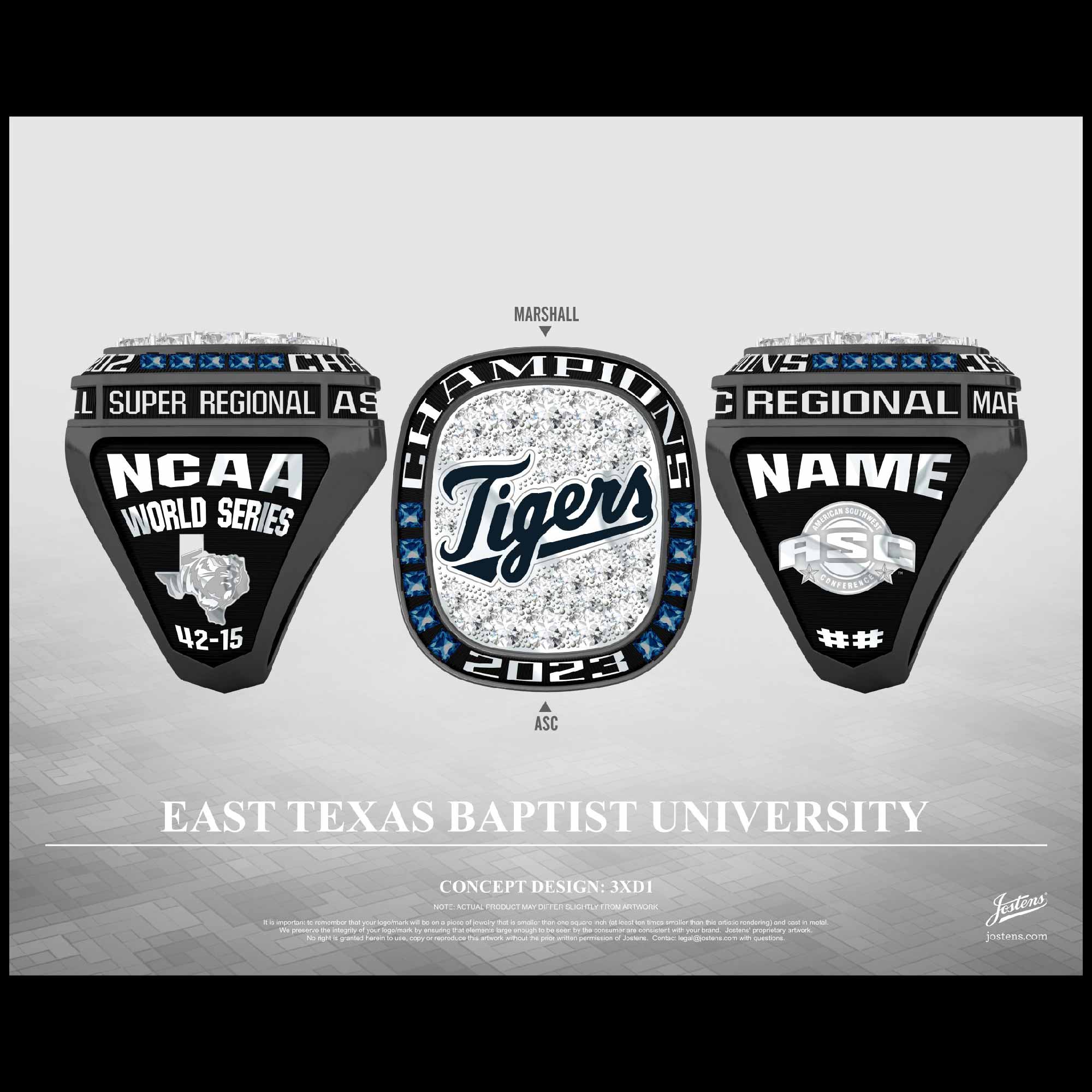 East Texas Baptist University Men's Baseball 2023 ASC Championship Ring
