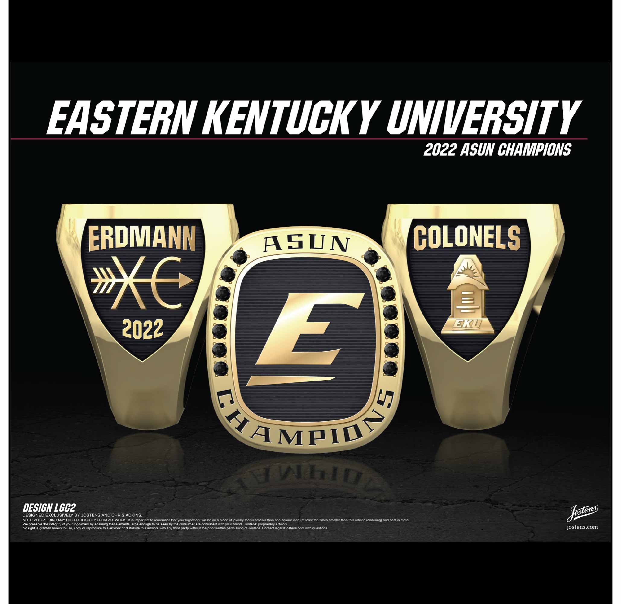 Eastern Kentucky University Men's Cross Country 2022 ASUN Championship Ring