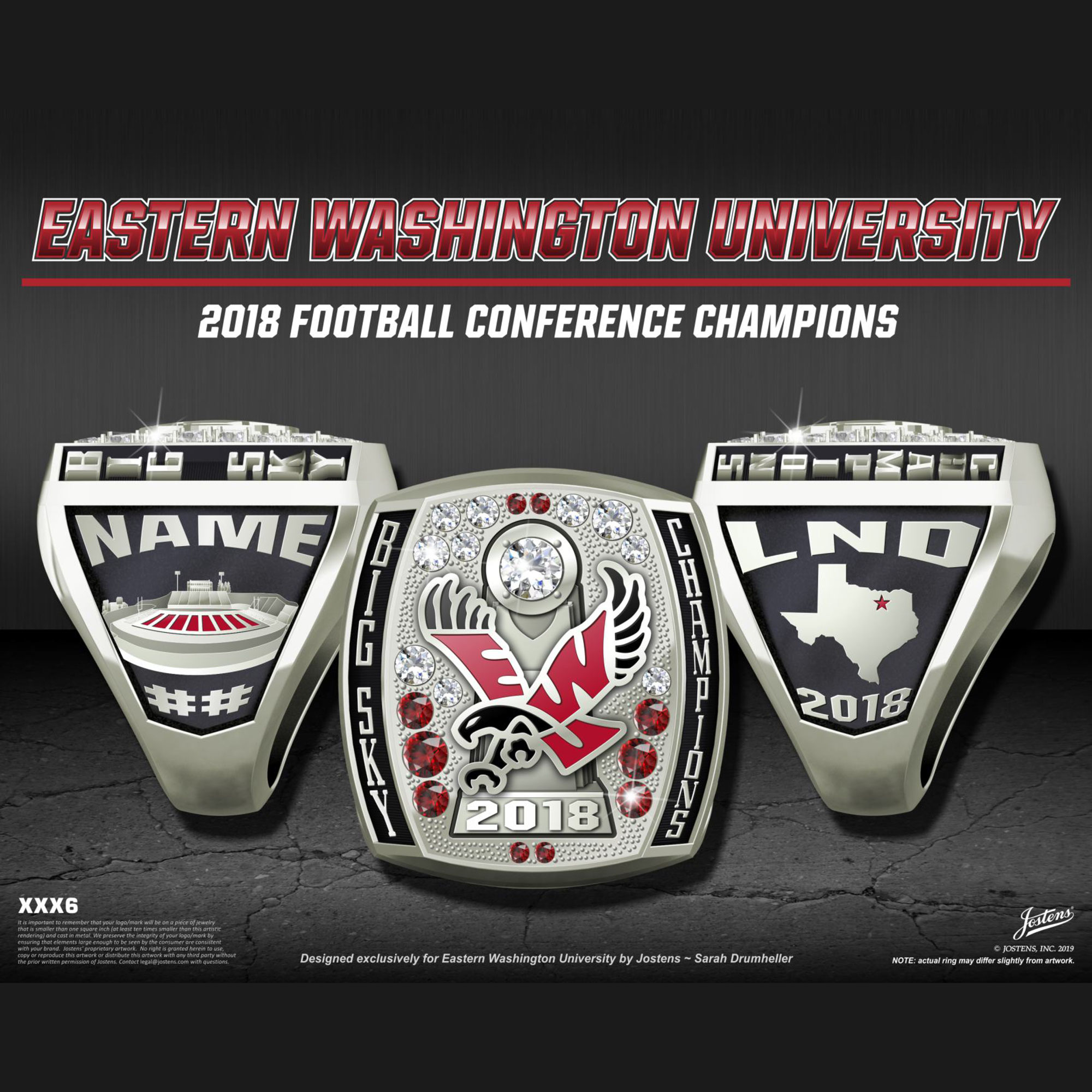 Eastern Washington University Men's Football 2018 Big Sky Championship Ring