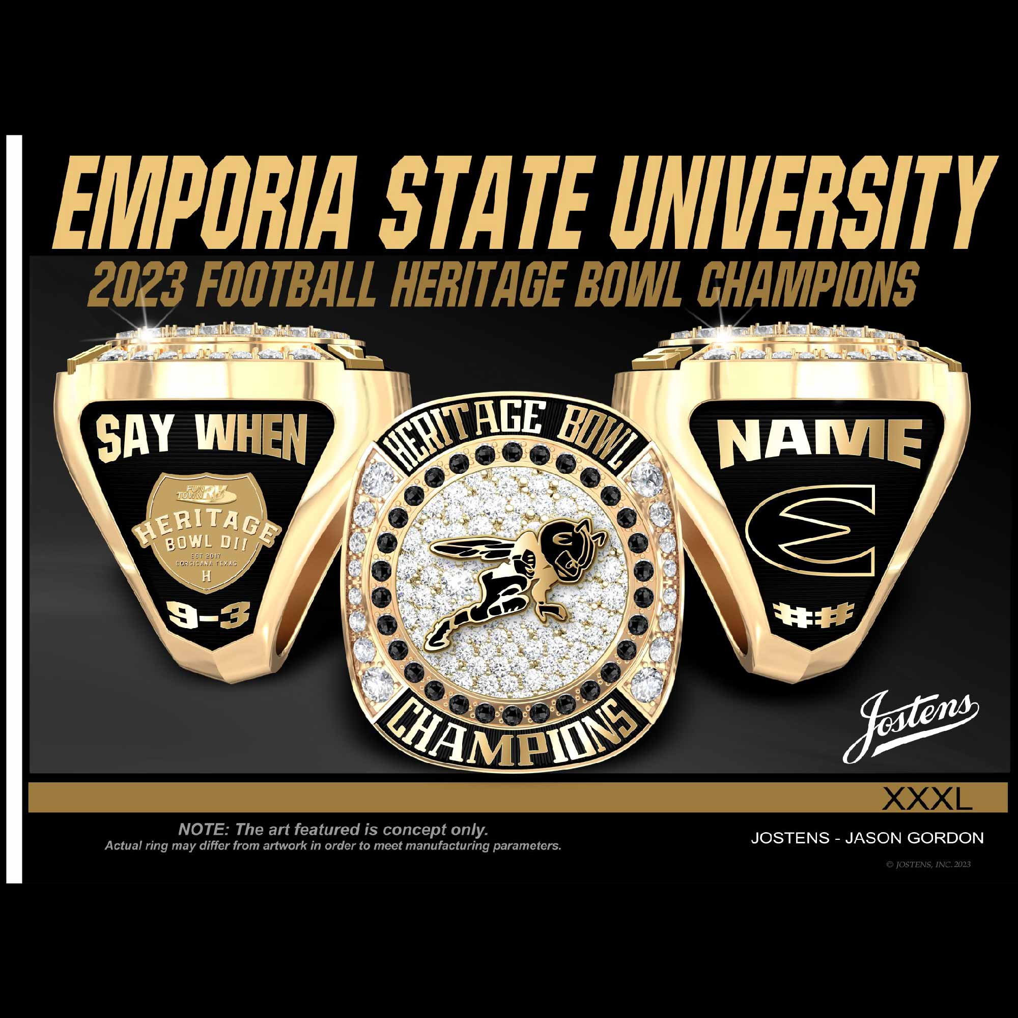 Emporia State University Men's Football 2023 Heritage Bowl Championship Ring