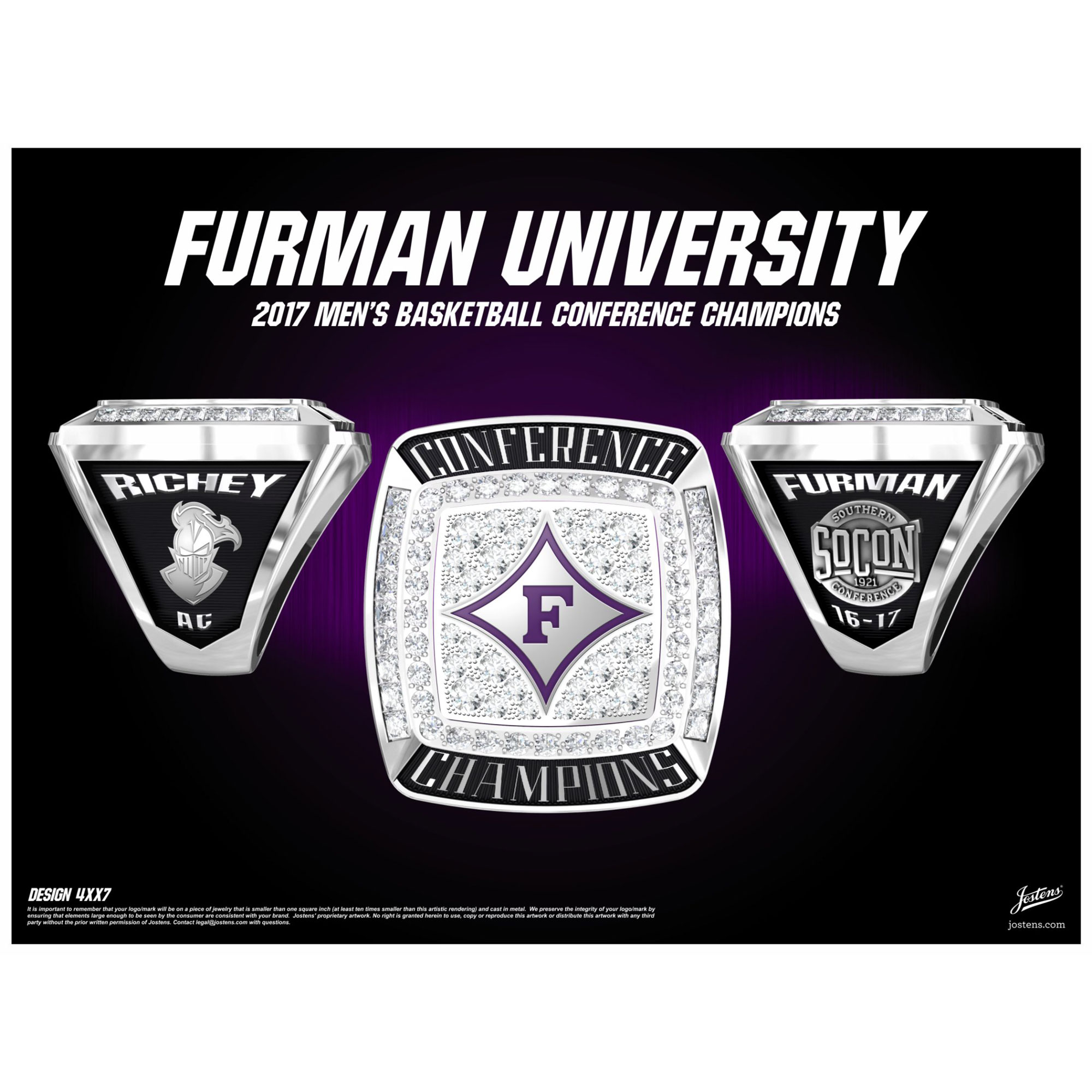 Furman University Men's Basketball 2017 SoCon Championship Ring