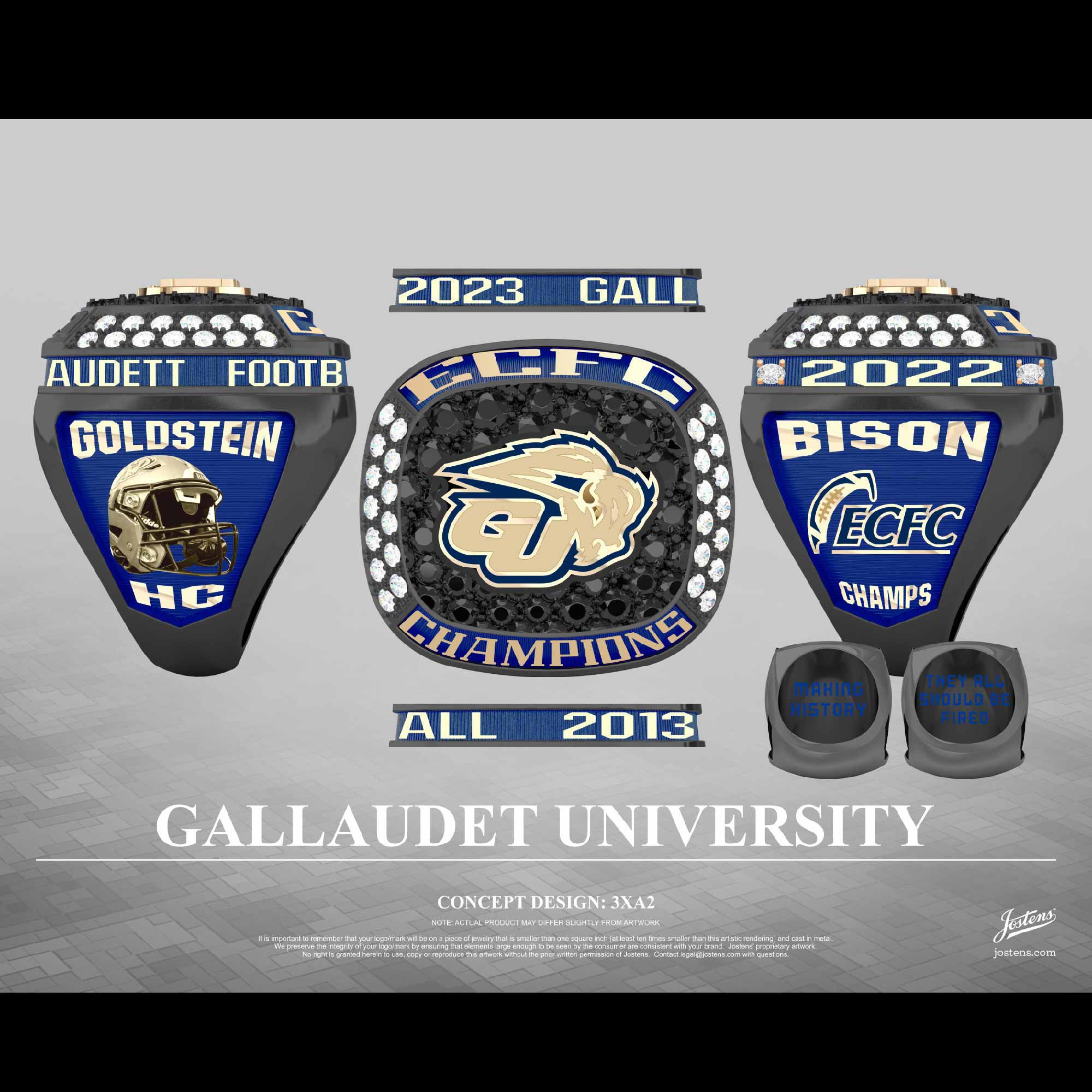 Gallaudet University Men's Football 2023 ECFC Championship Ring