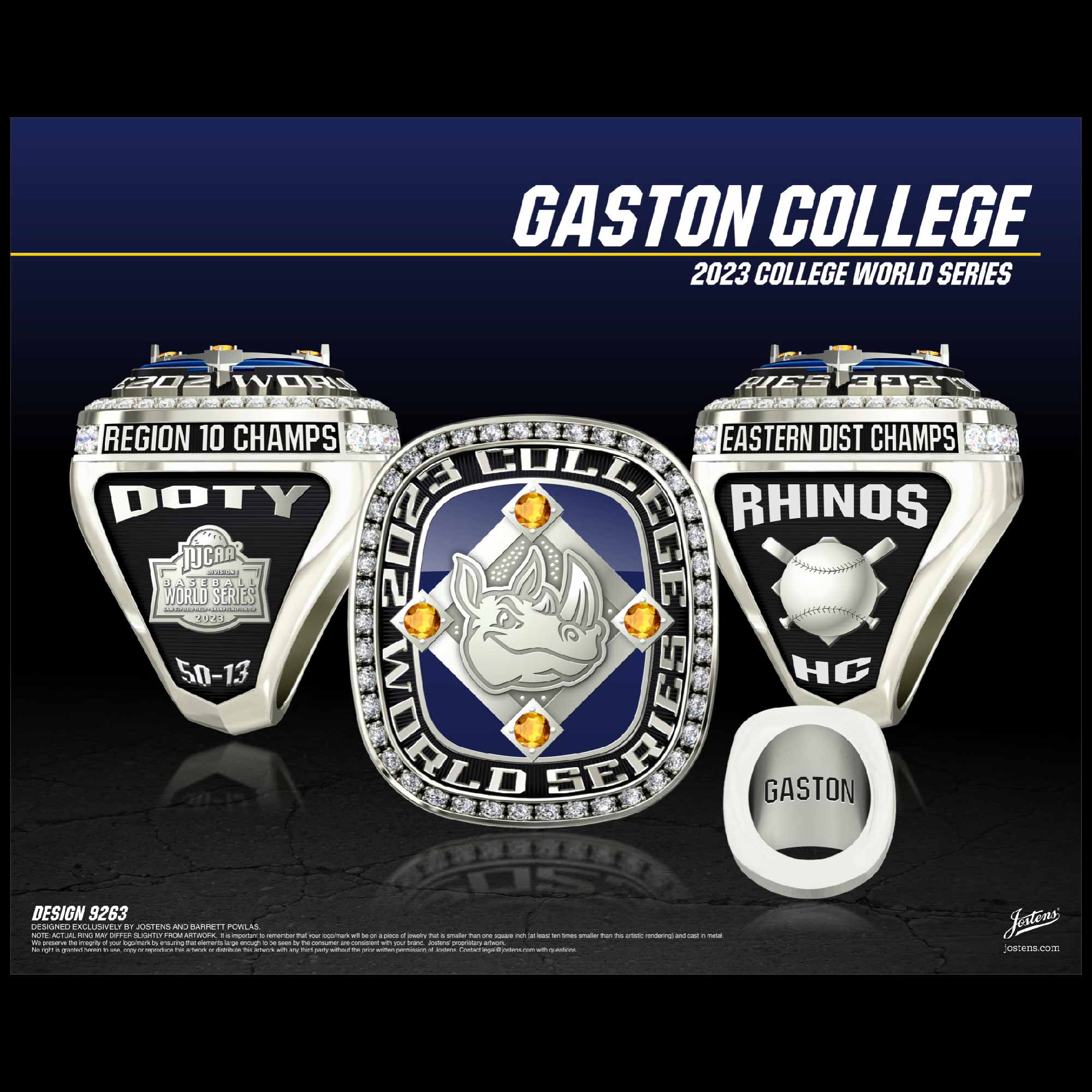 Gaston College Men's Baseball 2023 Eastern District Championship Ring