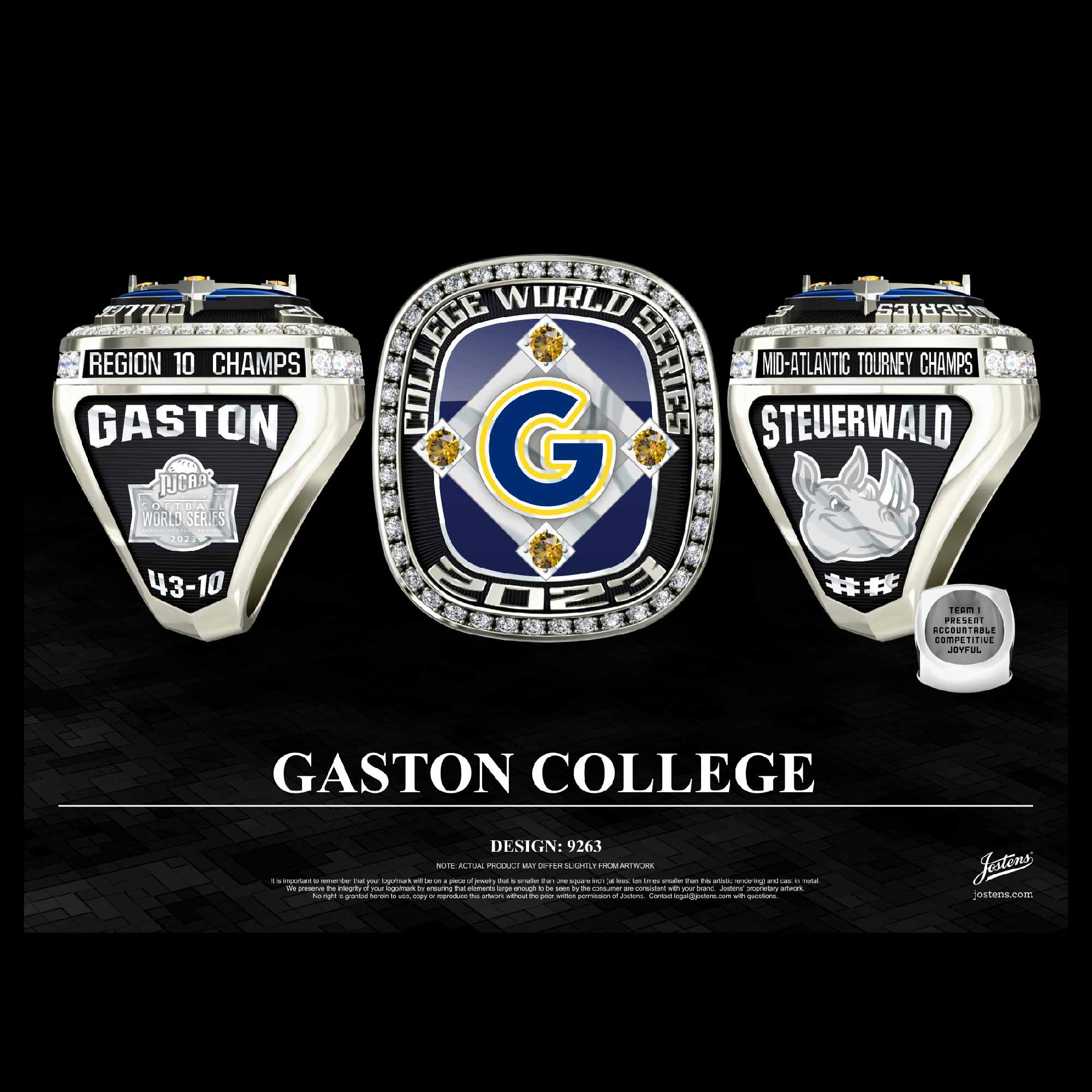 Gaston College Women's Softball 2023 Mid Atlantic Championship Ring