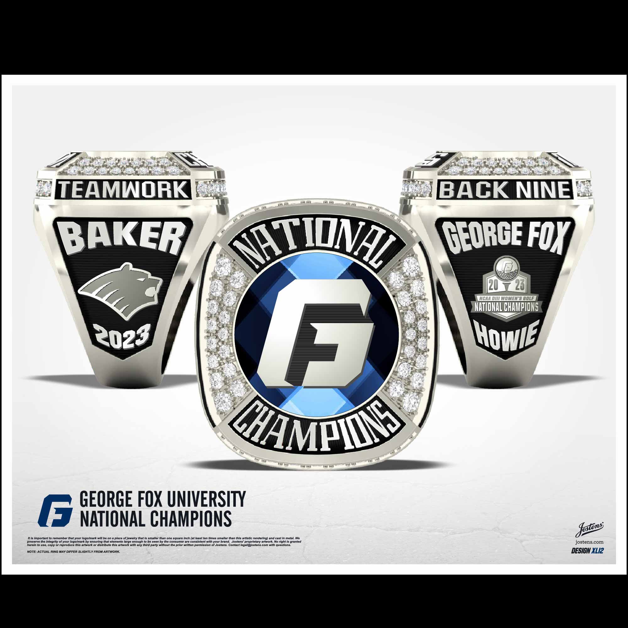 George Fox University Women's Golf 2023 National Championship Ring