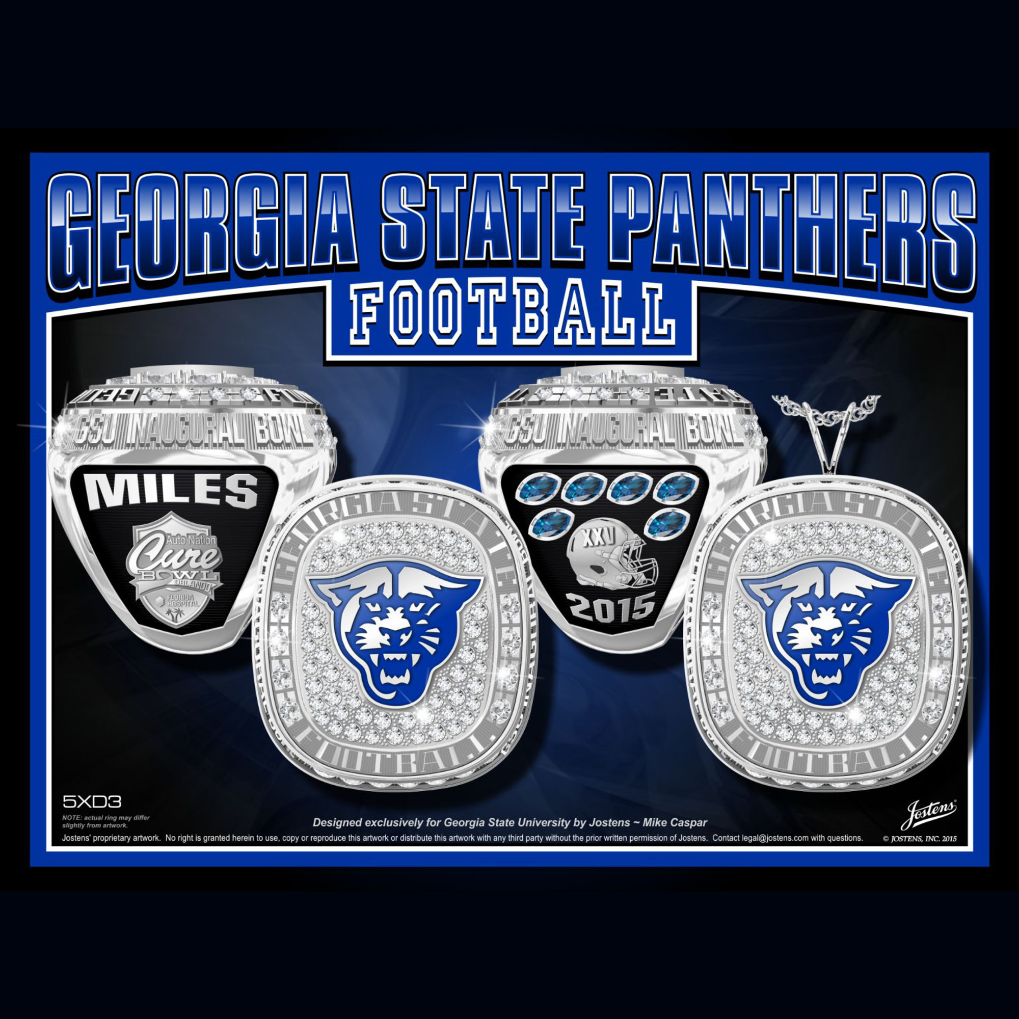 Georgia State University Men's Football 2015 Cure Bowl Championship Ring
