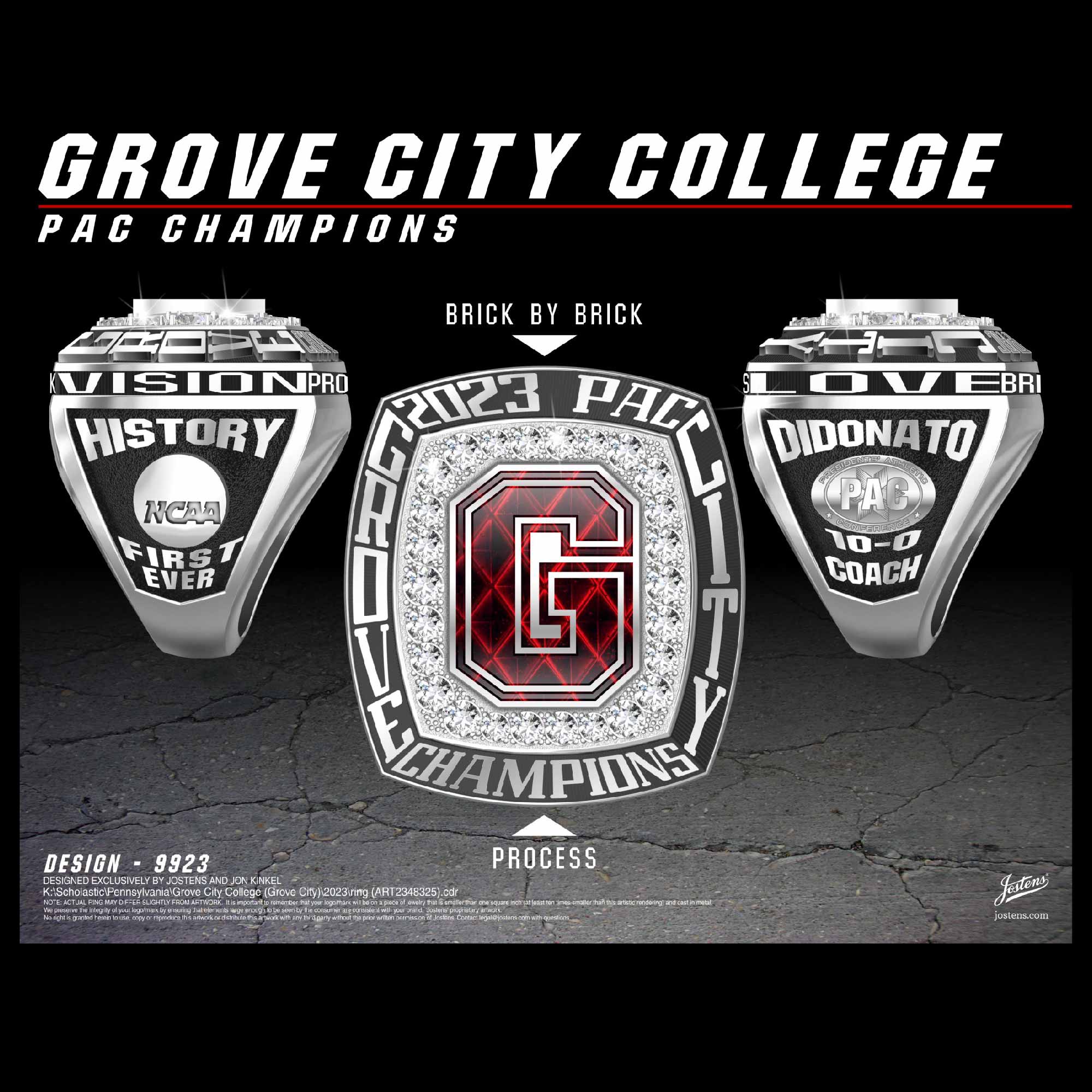 Grove City College Men's Football 2023 PAC Championship Ring