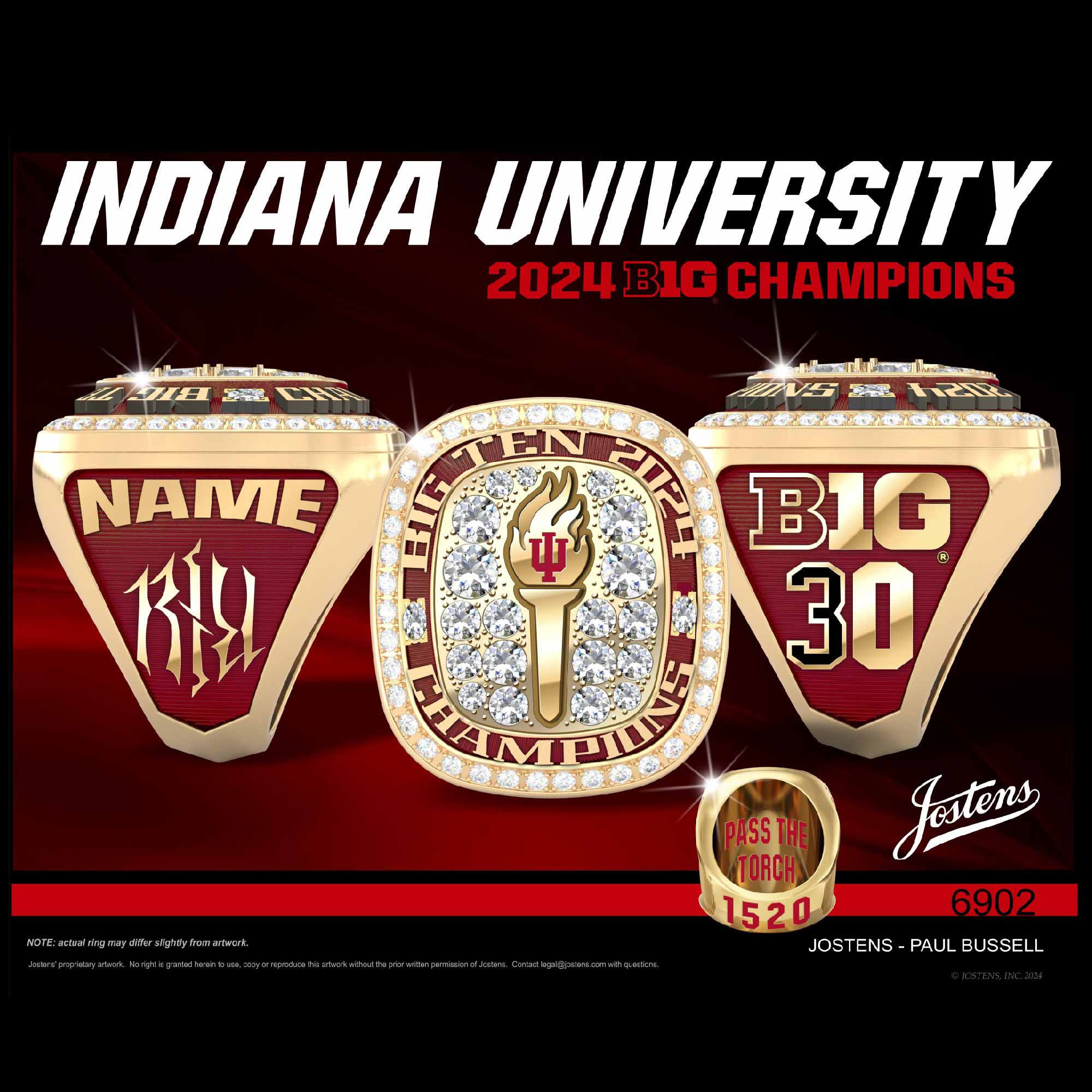 Indiana University Men'S Swimming & Diving 2024 Big Ten Championship Ring