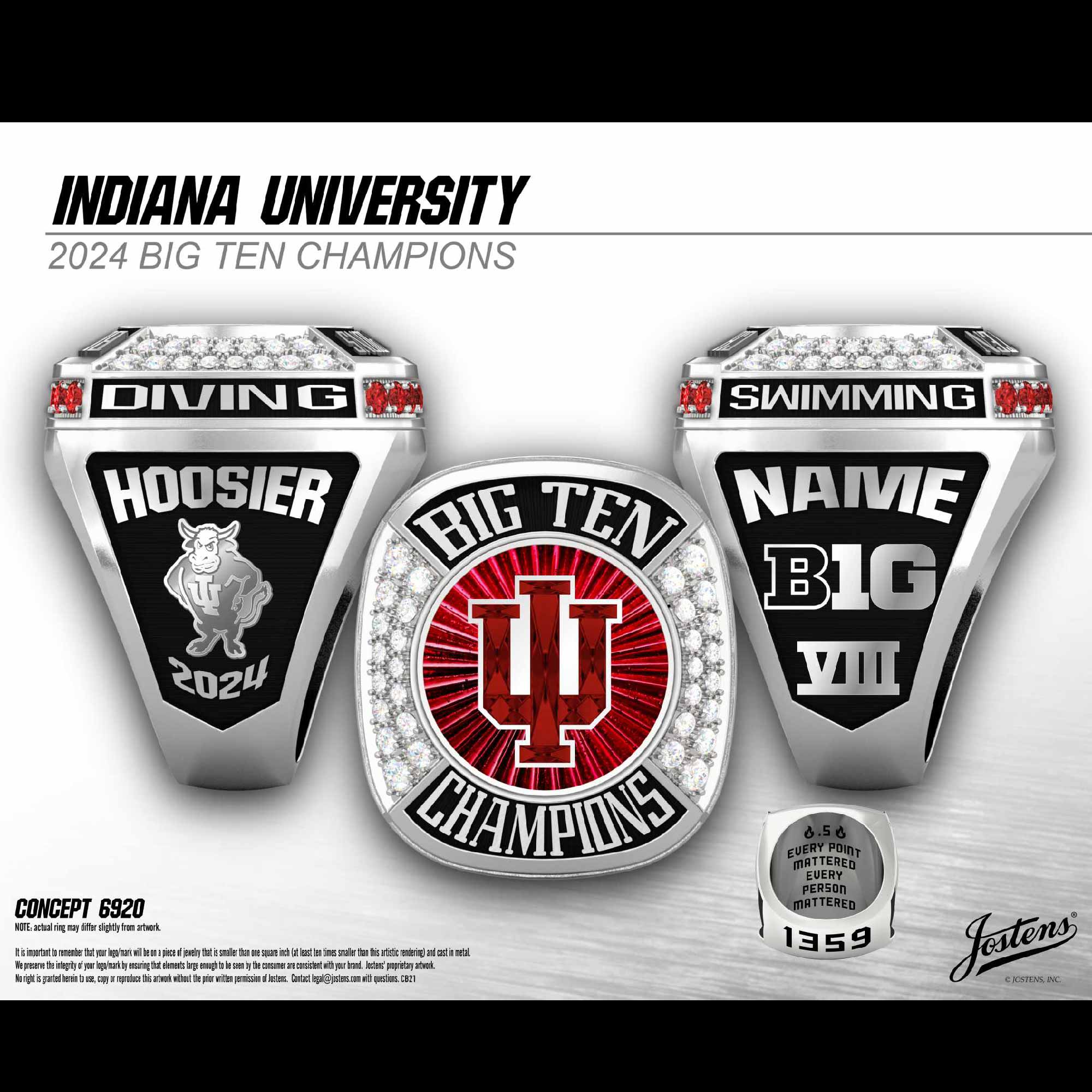 Indiana University Women's Swimming & Diving 2024 Big Ten Championship Ring