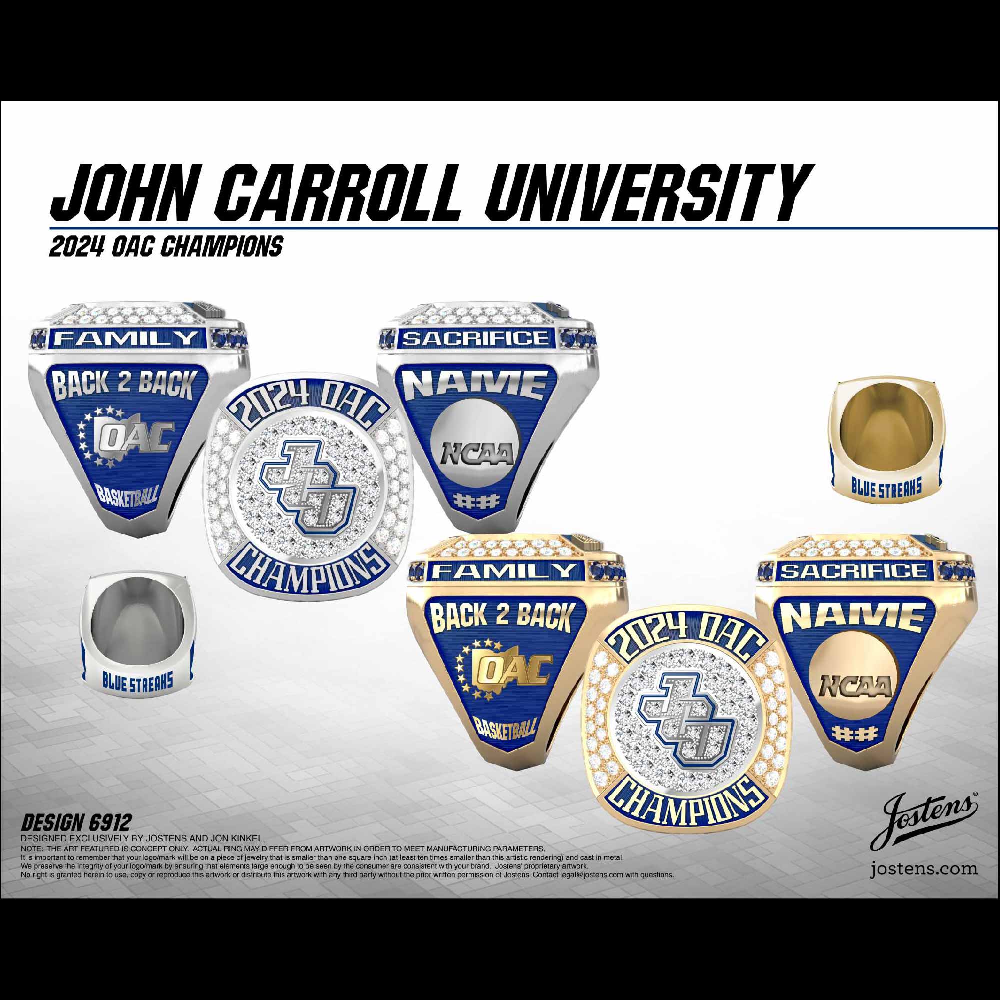 John Carroll University  Men's Basketball 2024 OAC Championship Ring