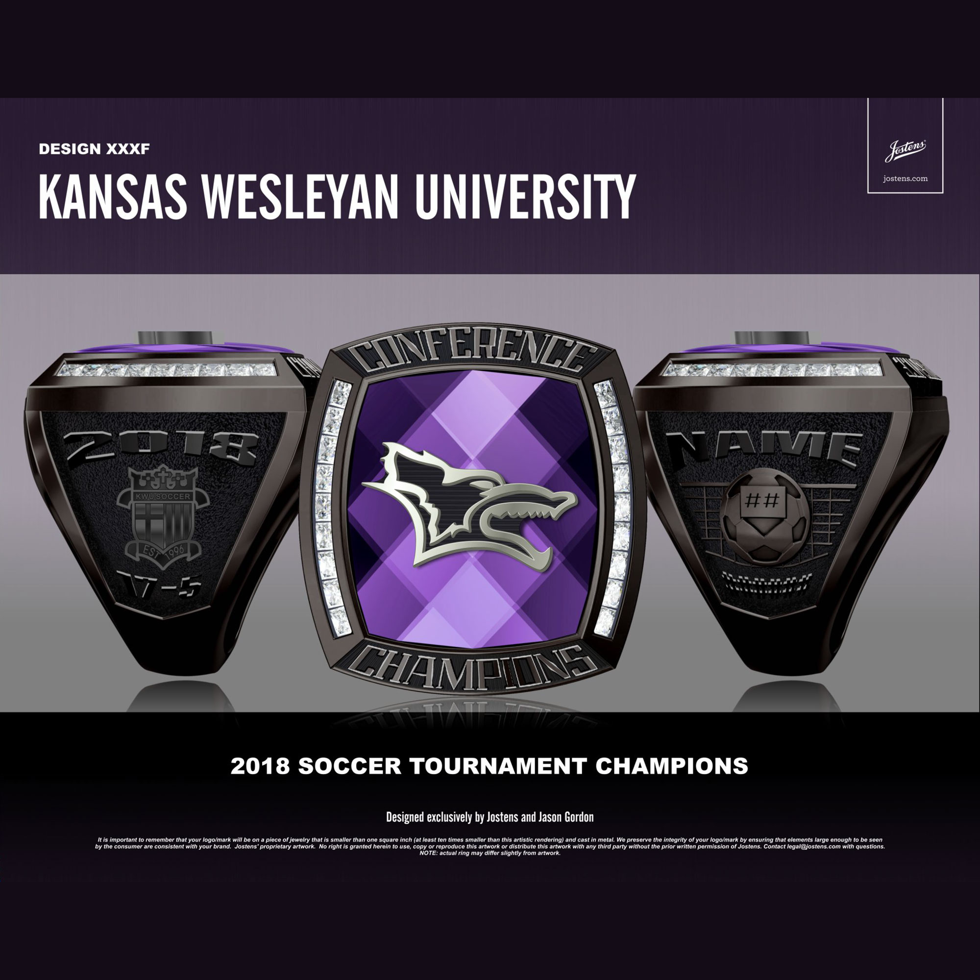 Kansas Wesleyan University Men's Soccer 2018 Conference Championship Ring