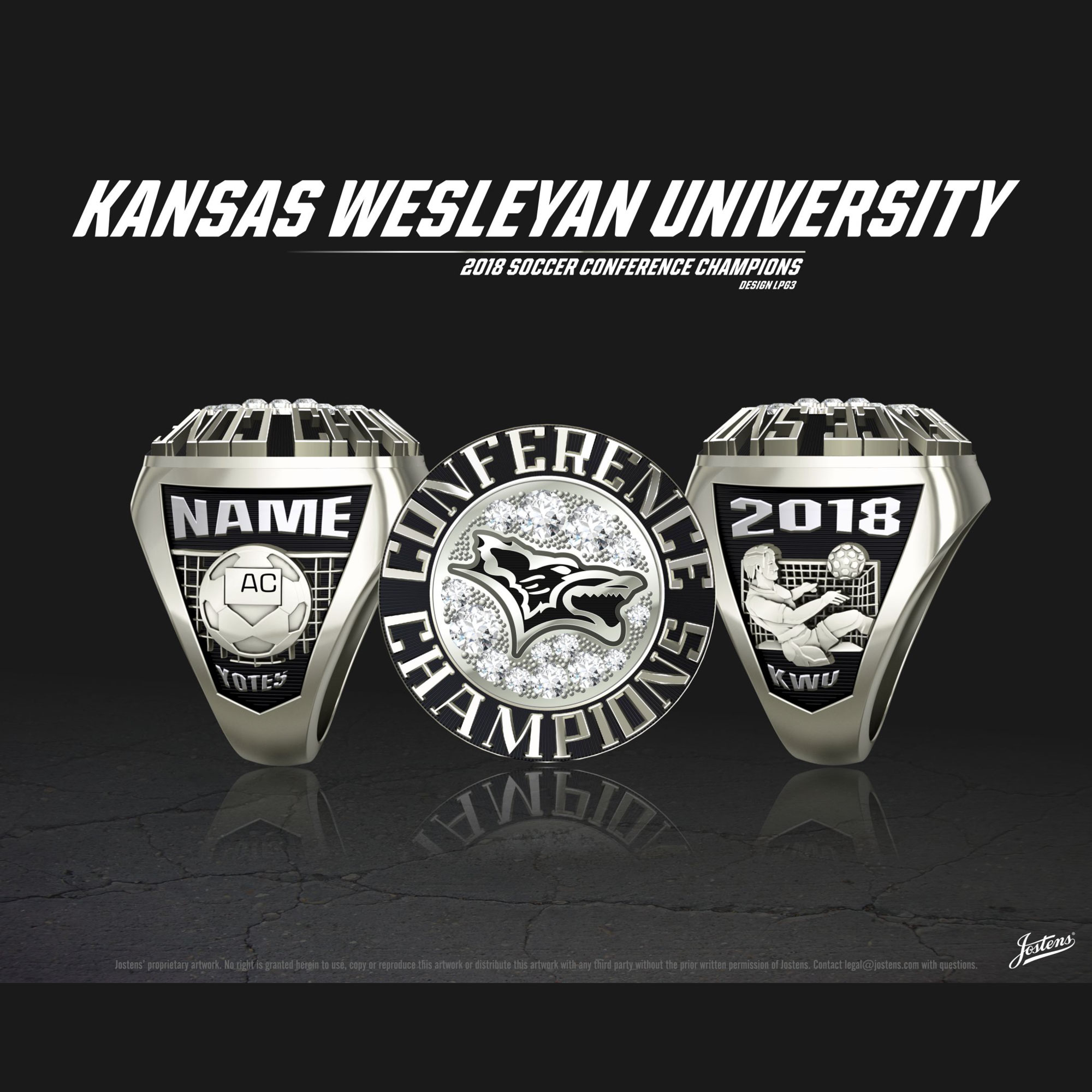 Kansas Wesleyan University Women's Soccer 2018 Conference Championship Ring