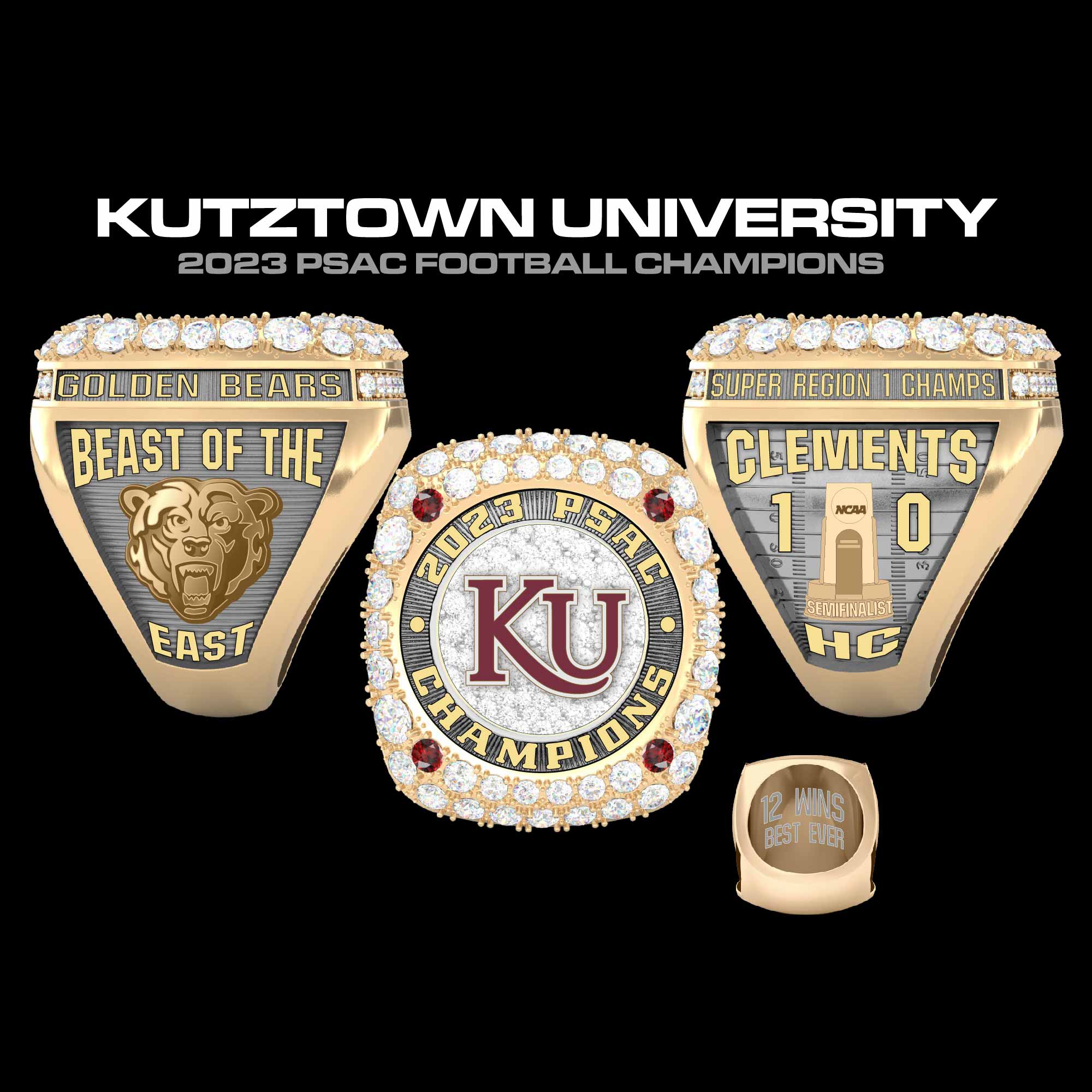 Kutztown University Men's Football 2023 PSAC Championship Ring