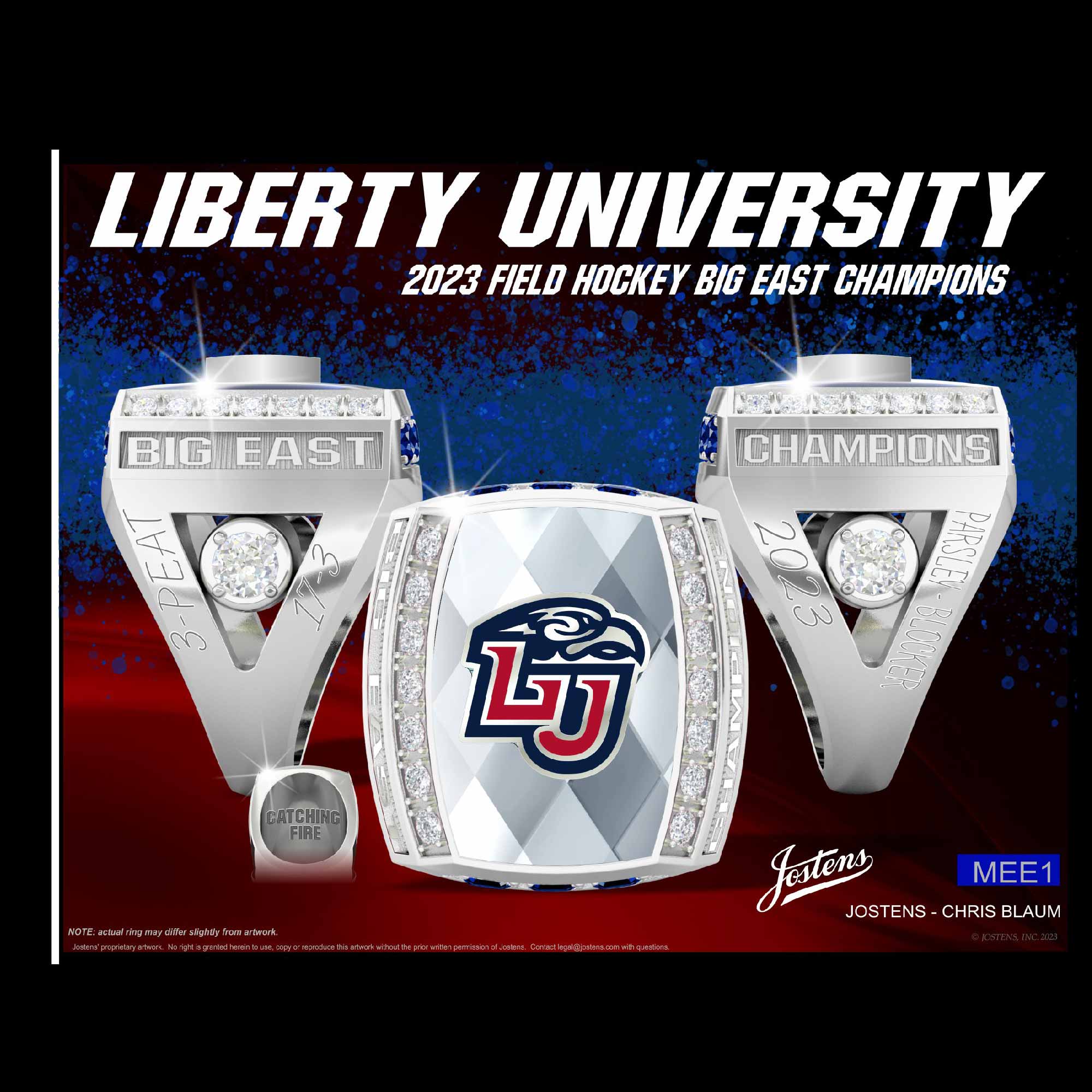 Liberty University Women's Field Hockey 2023 Big East Championship Ring