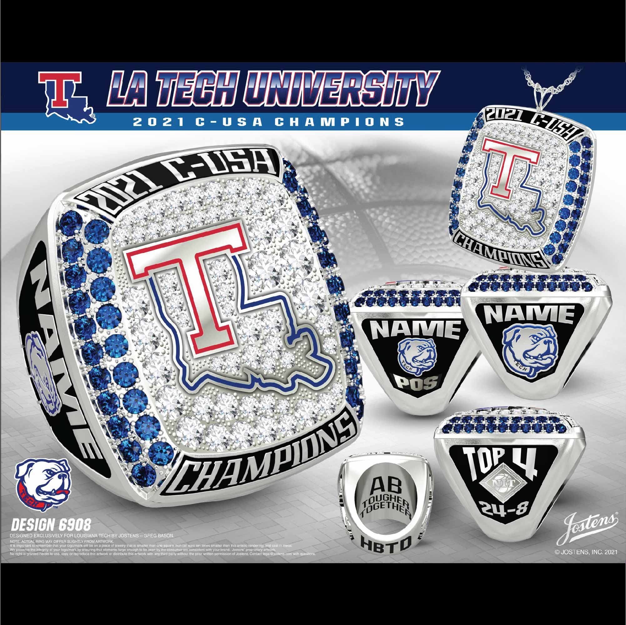 Louisiana Tech University Men's Basketball 2021 C-USA Championship Ring