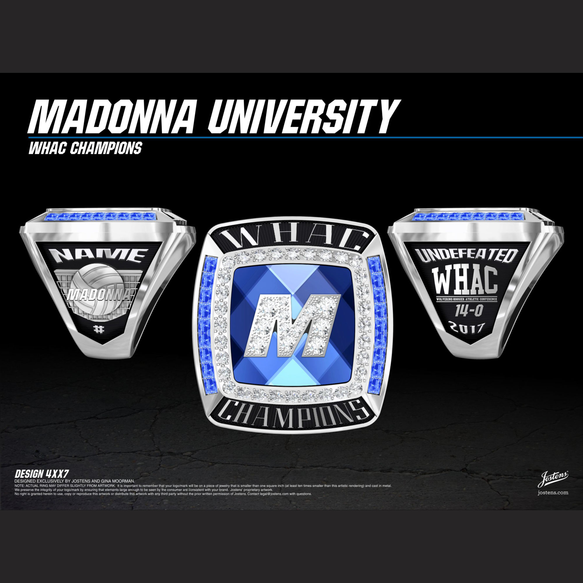 Madonna University Men's Volleyball 2017 WHAC Championship Ring