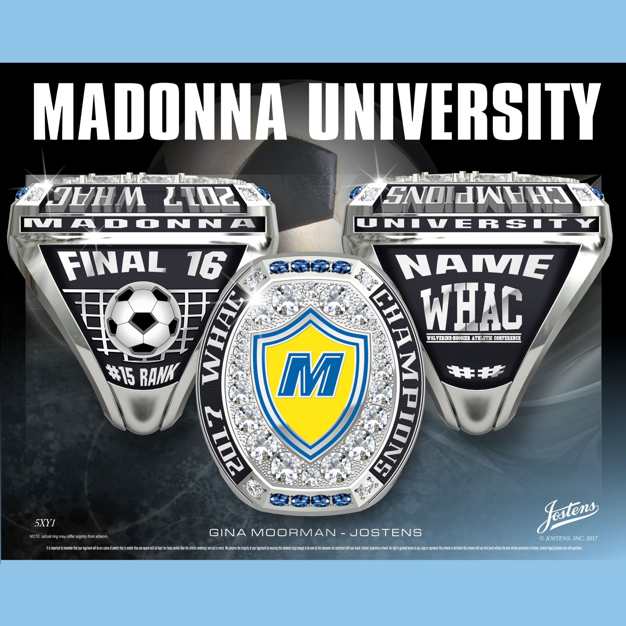 Madonna University Men's Soccer 2017 WHAC Championship Ring