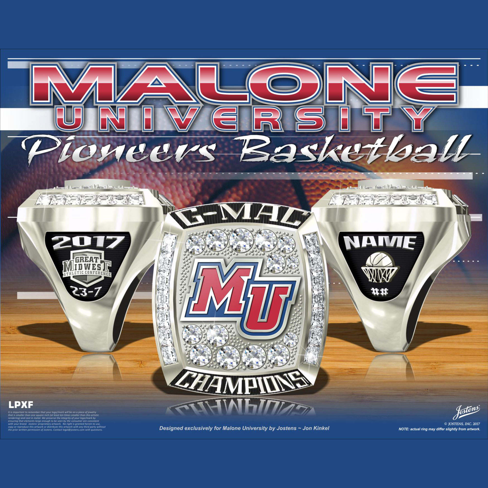 Malone University Women's Basketball 2017 G-MAC Championship Ring