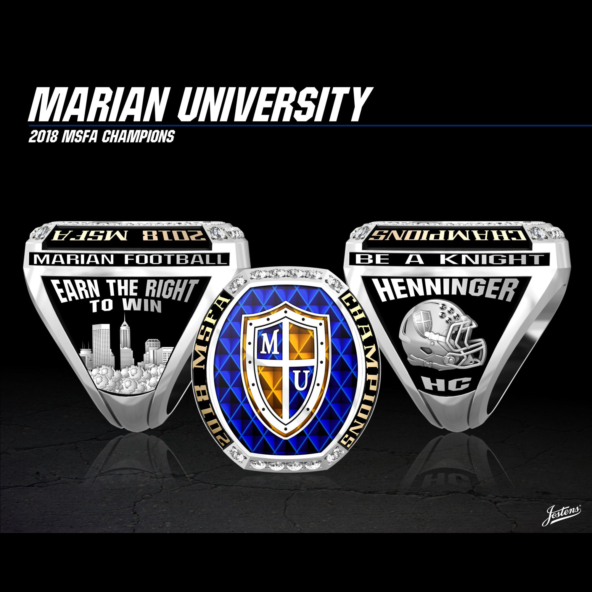 Marian University Men's Football 2018 MSFA Championship Ring