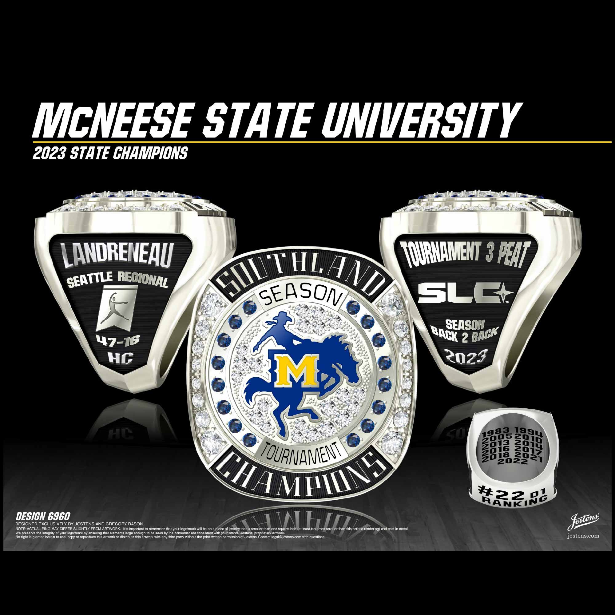 McNeese State University Women's Softball 2023 Southland Championship Ring