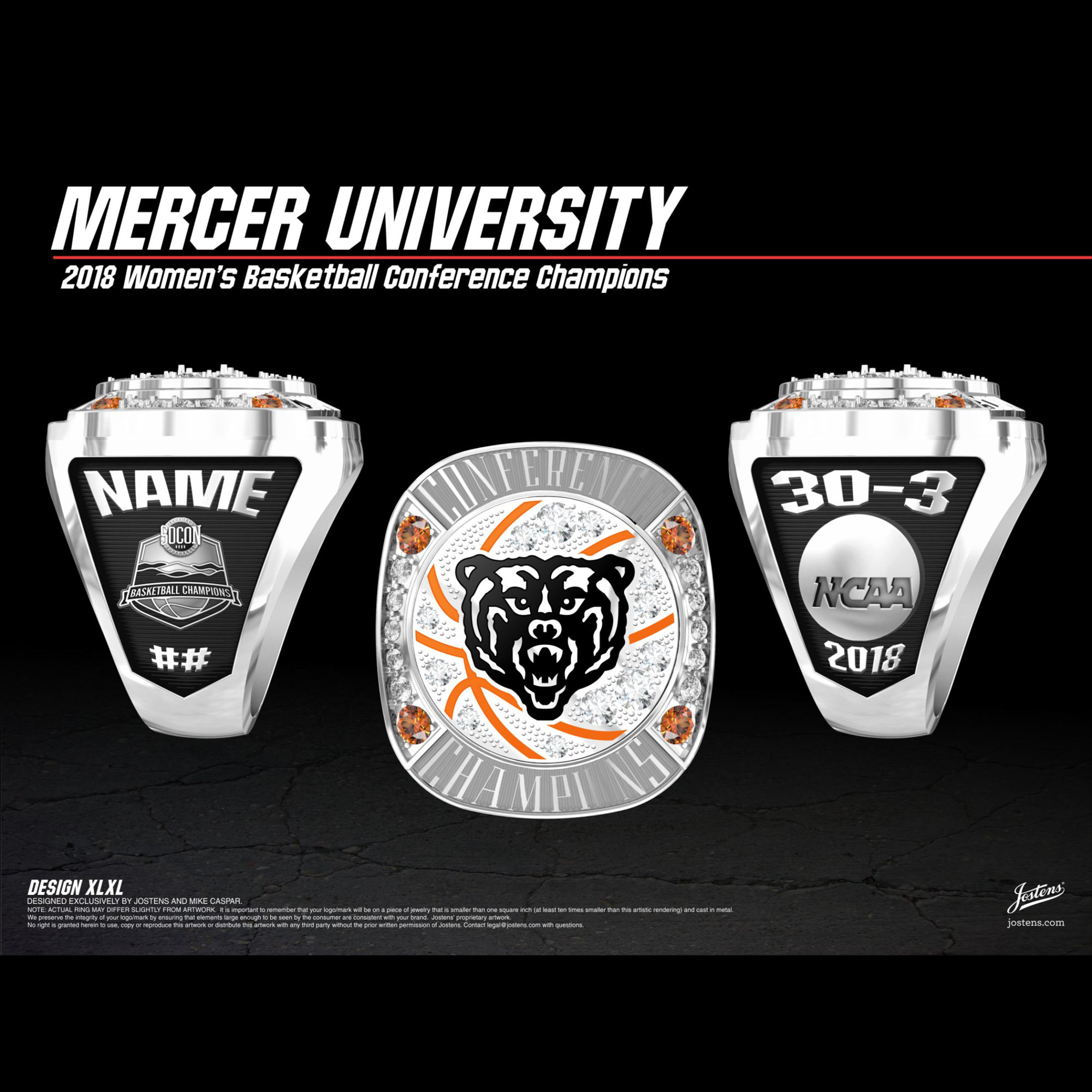 Mercer University Women's Basketball 2018 SoCon Championship Ring