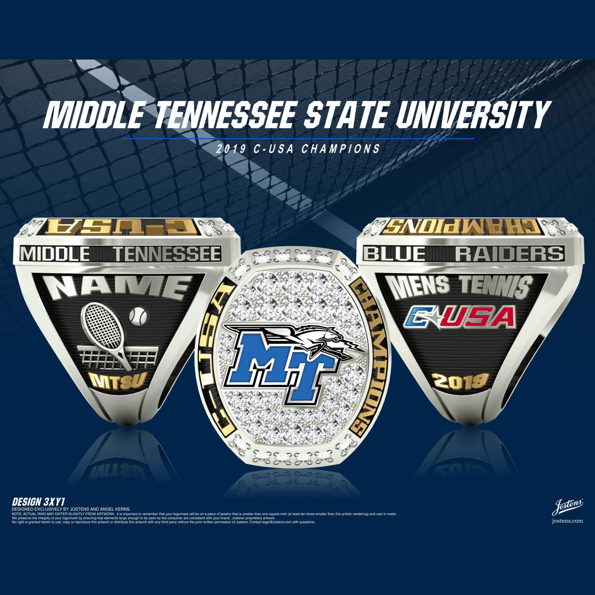 Middle Tennessee State University Men's Tennis 2019 Conference USA Championship Ring