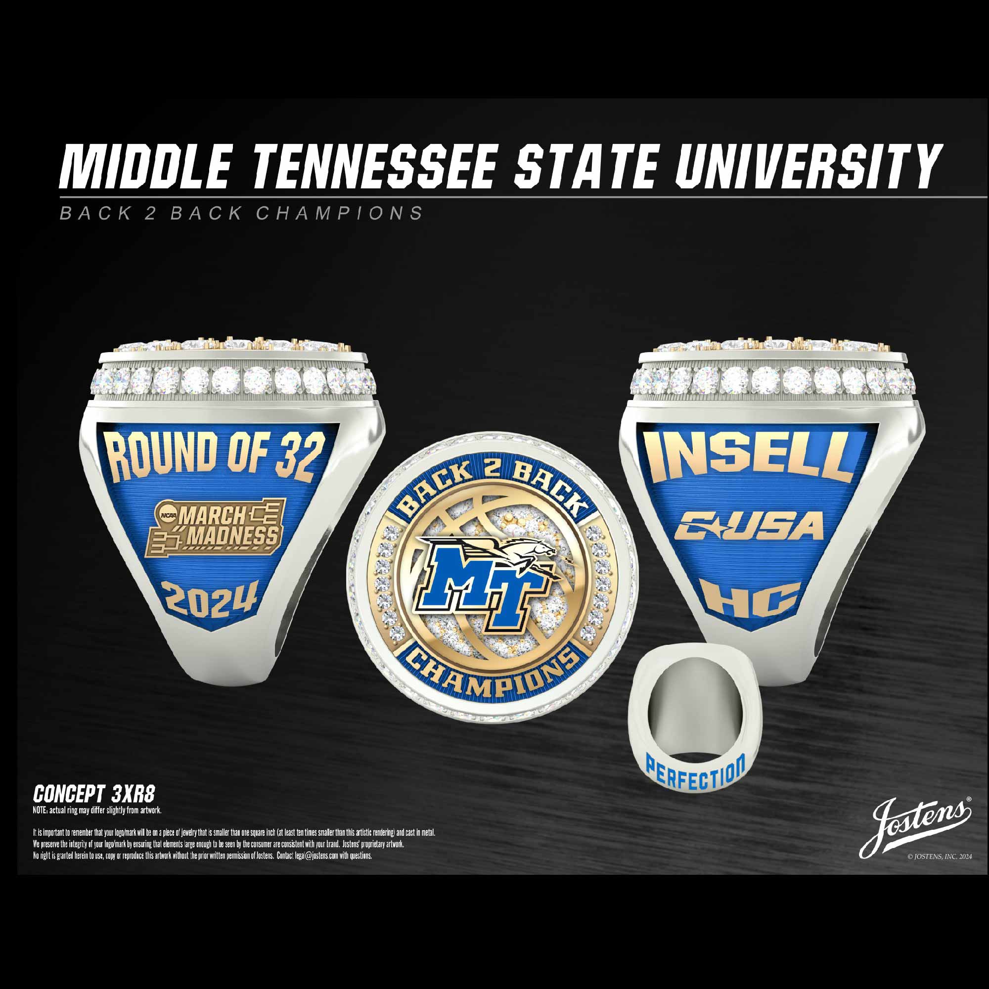 Middle Tennessee State University Women's Basketball 2024 CUSA Championship Ring