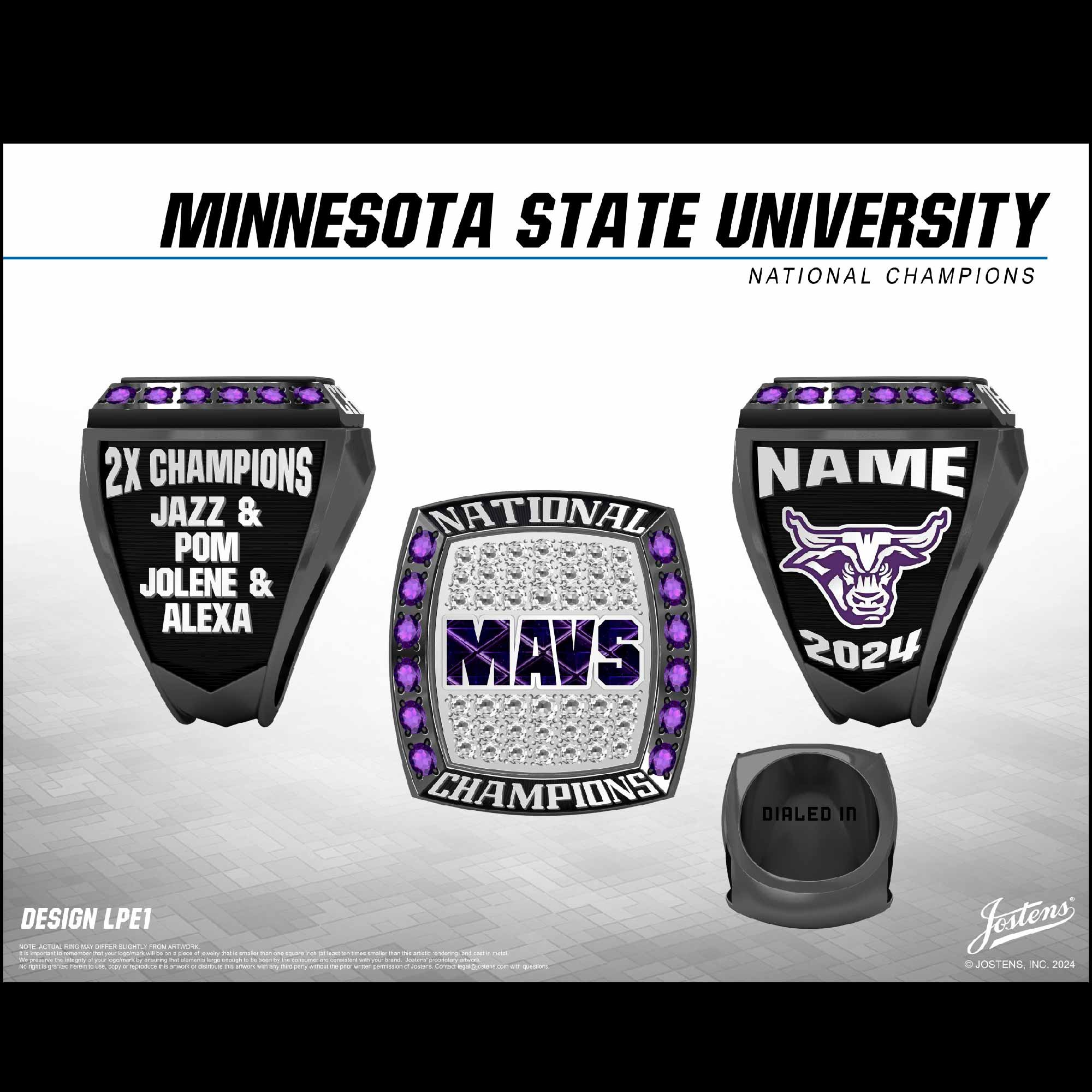 Minnesota State University Mankato Women's Dance 2023 National Championship Ring
