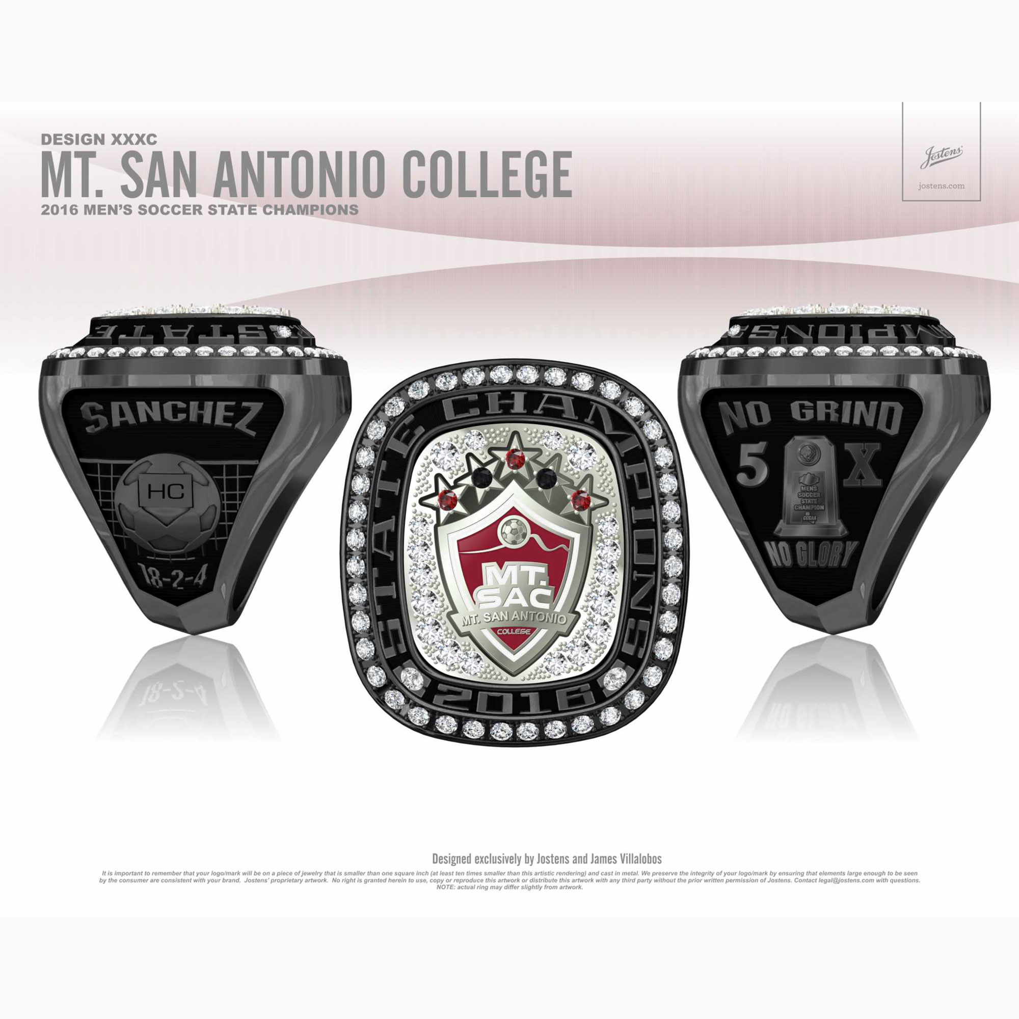 Mount San Antonio College Men's Soccer 2016 CCCAA State Championship Ring