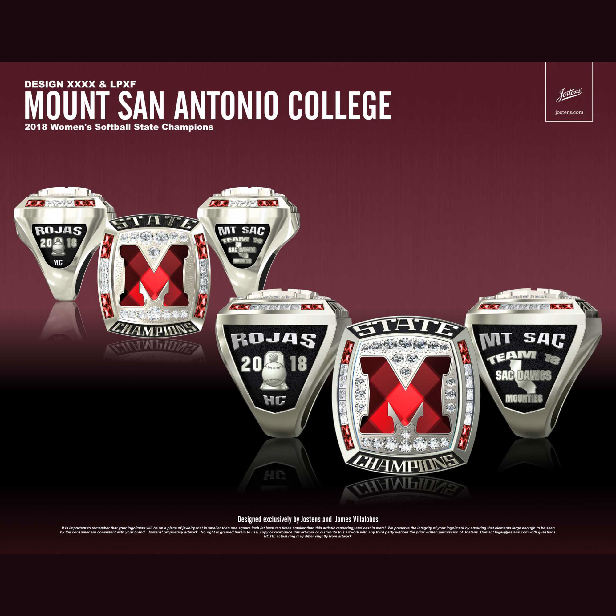 Mount San Antonio College Women's Softball 2018 CCCAA State Championship Ring