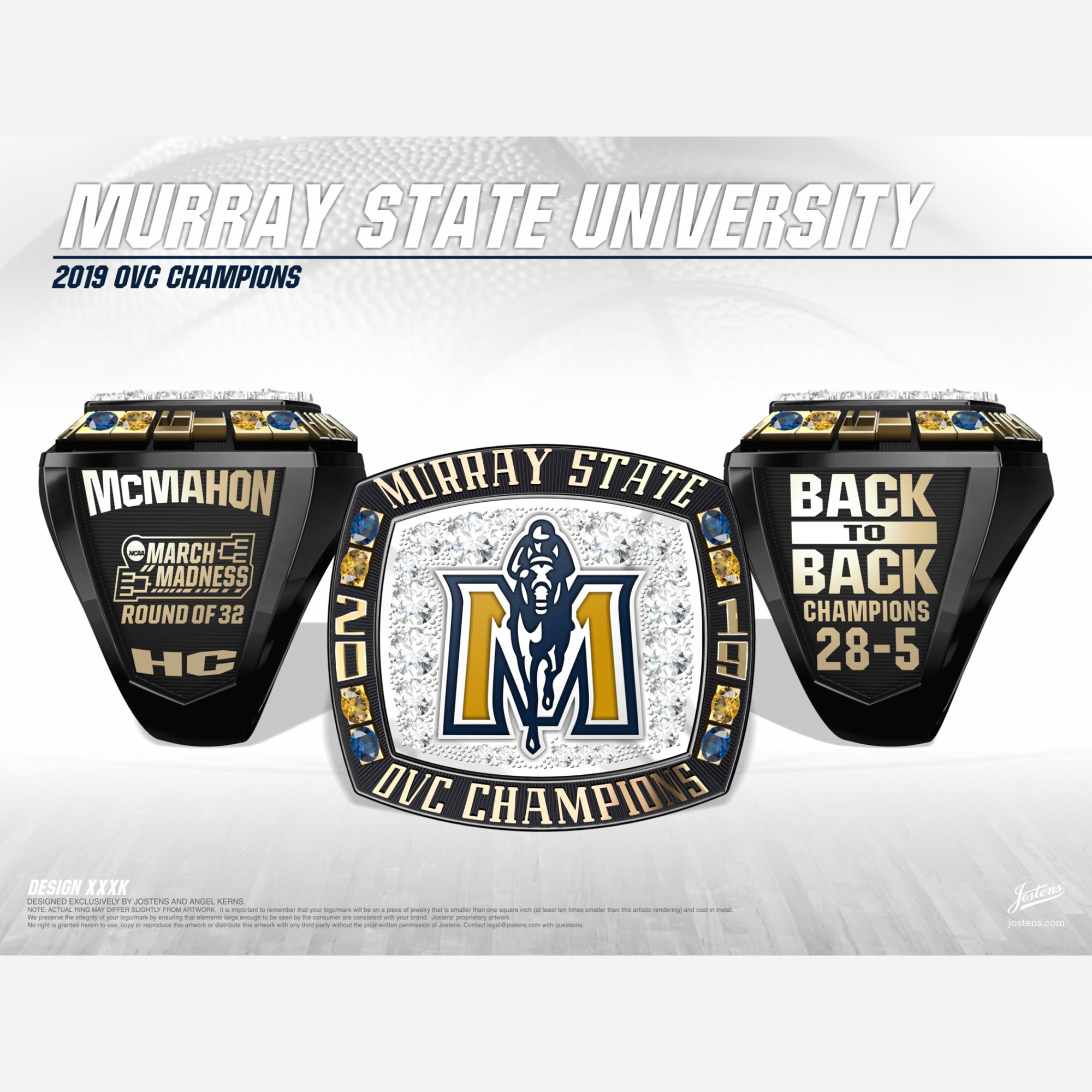 Murray State University Men's Basketball 2019 OVC Championship Ring