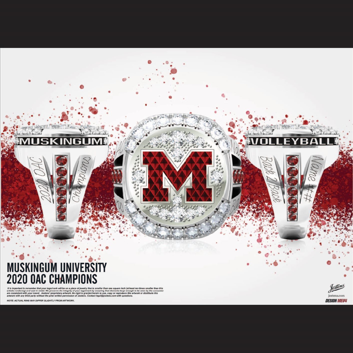 Muskingum University Women's Volleyball 2020 OAC Championship Ring