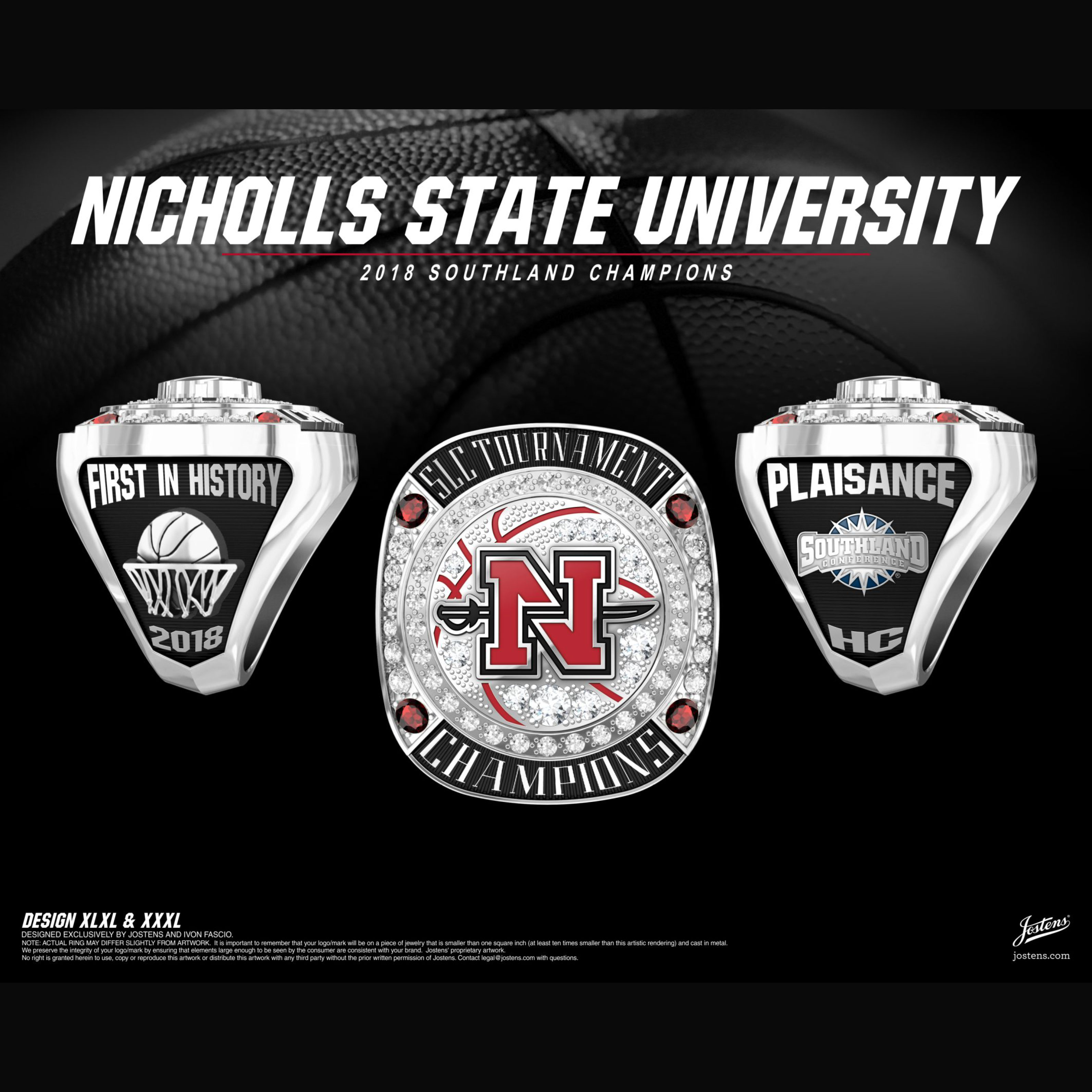 Nicholls State University Women's Basketball 2018 Southland Championship Ring