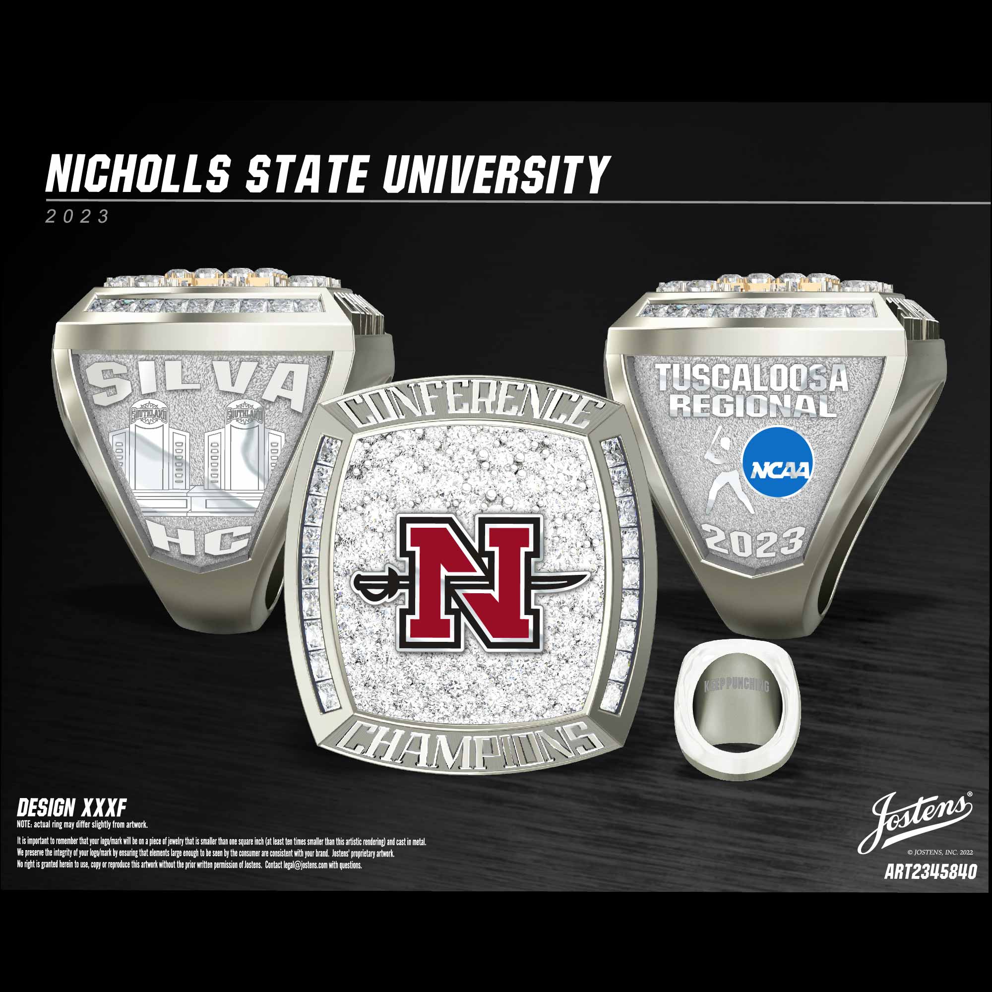 Nicholls State University Women's Softball 2023 Conference Championship Ring