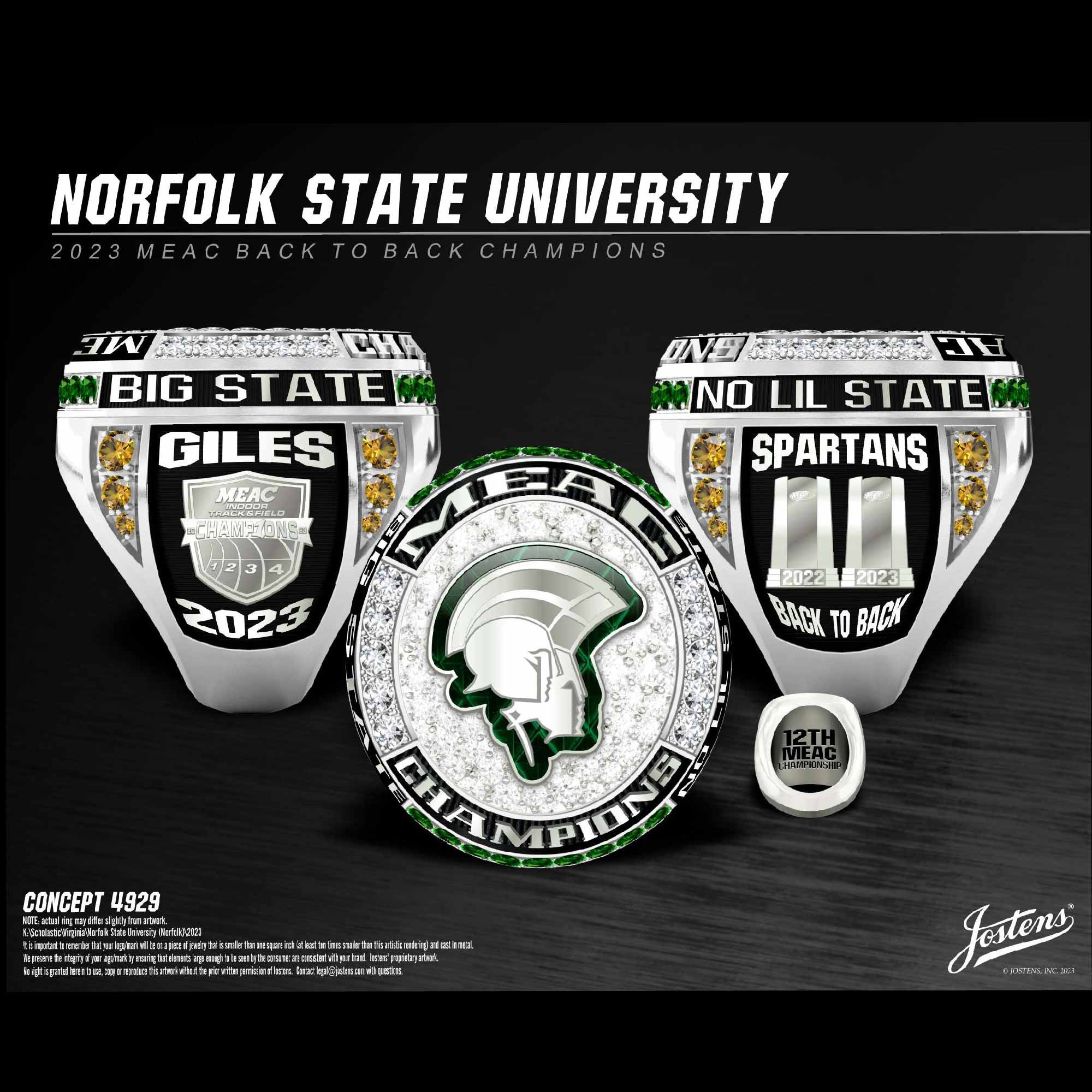 Norfolk State University Men's Indoor Track & Field 2023 MEAC Championship Ring
